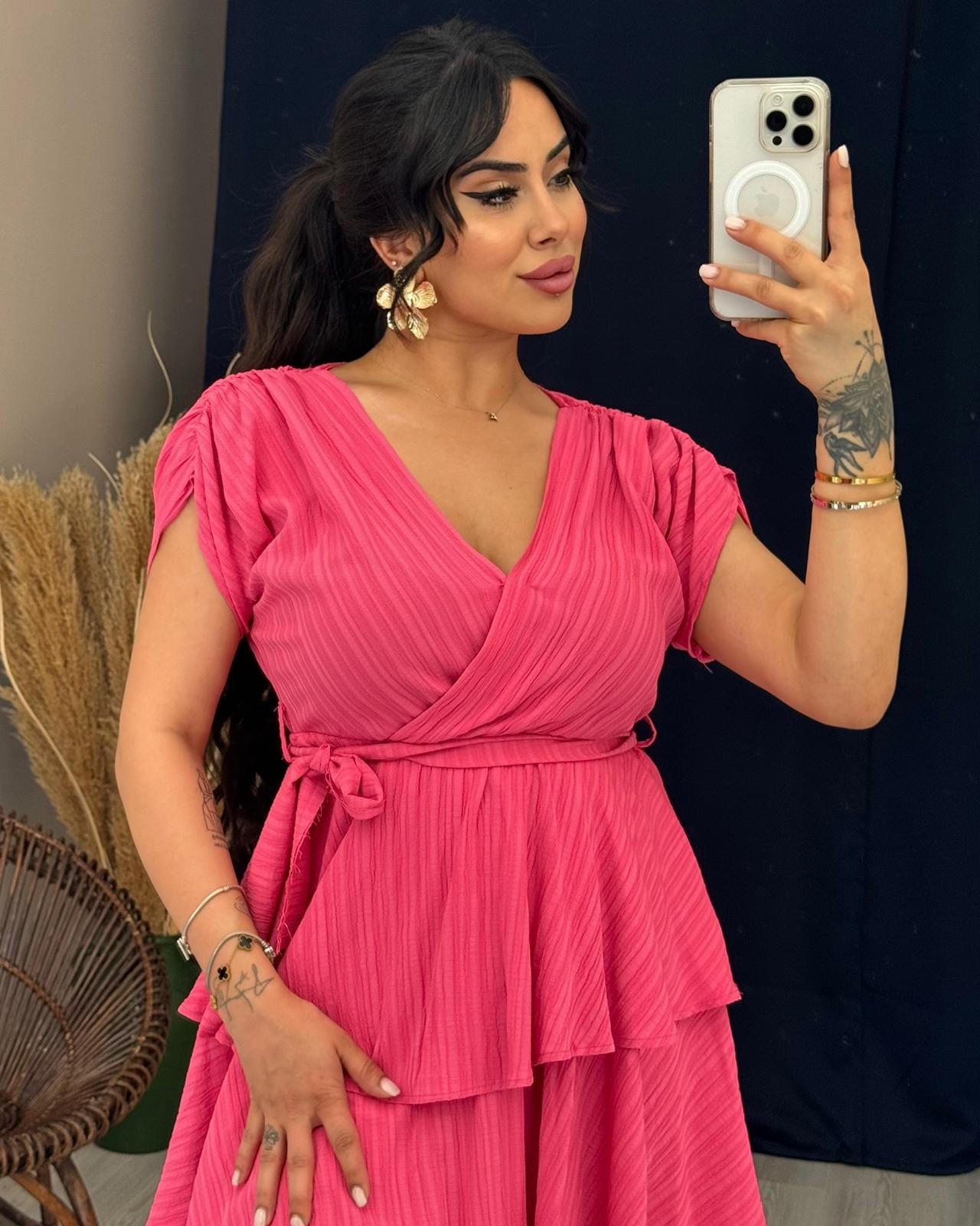 LİLYA KRUVAZE YAKA ELBİSE