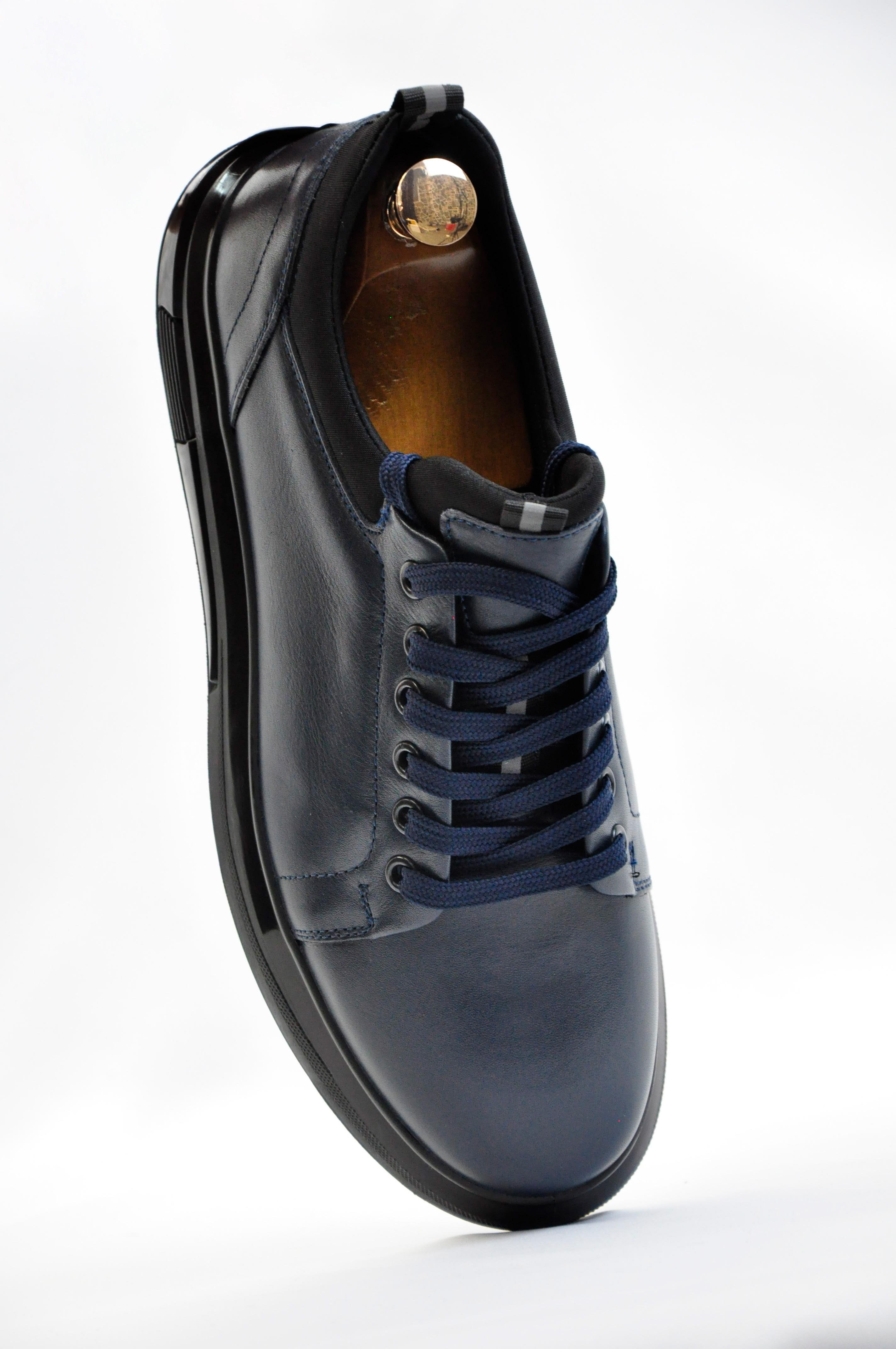 Roma Model Hakiki Natural Deri Sneaker Ayakkabı - LACİVERT