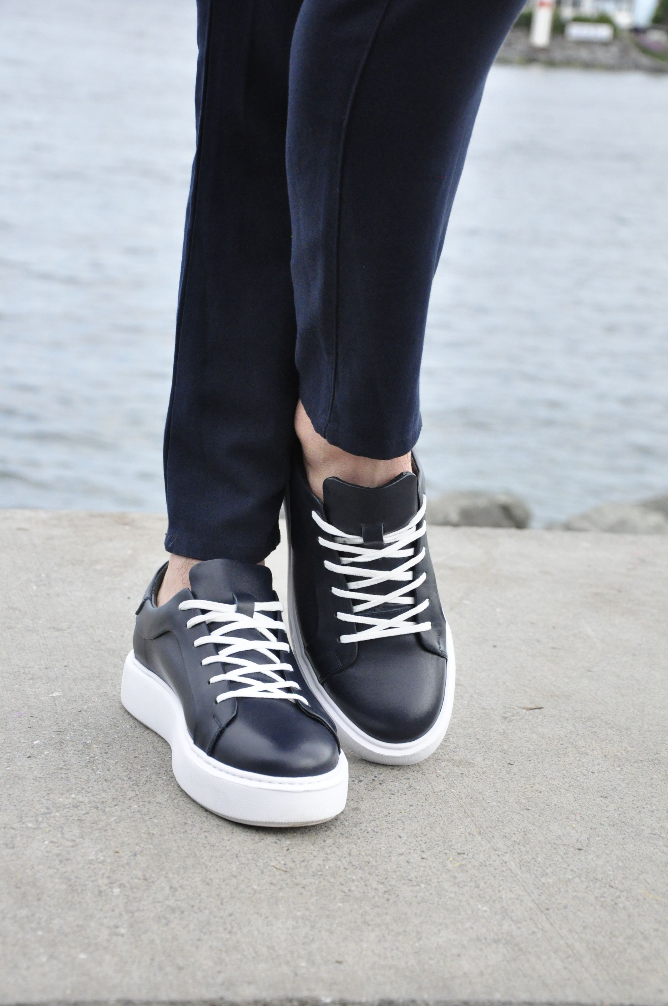 Wraith Model Hakiki Natural Deri Sneaker Ayakkabı - LACİVERT