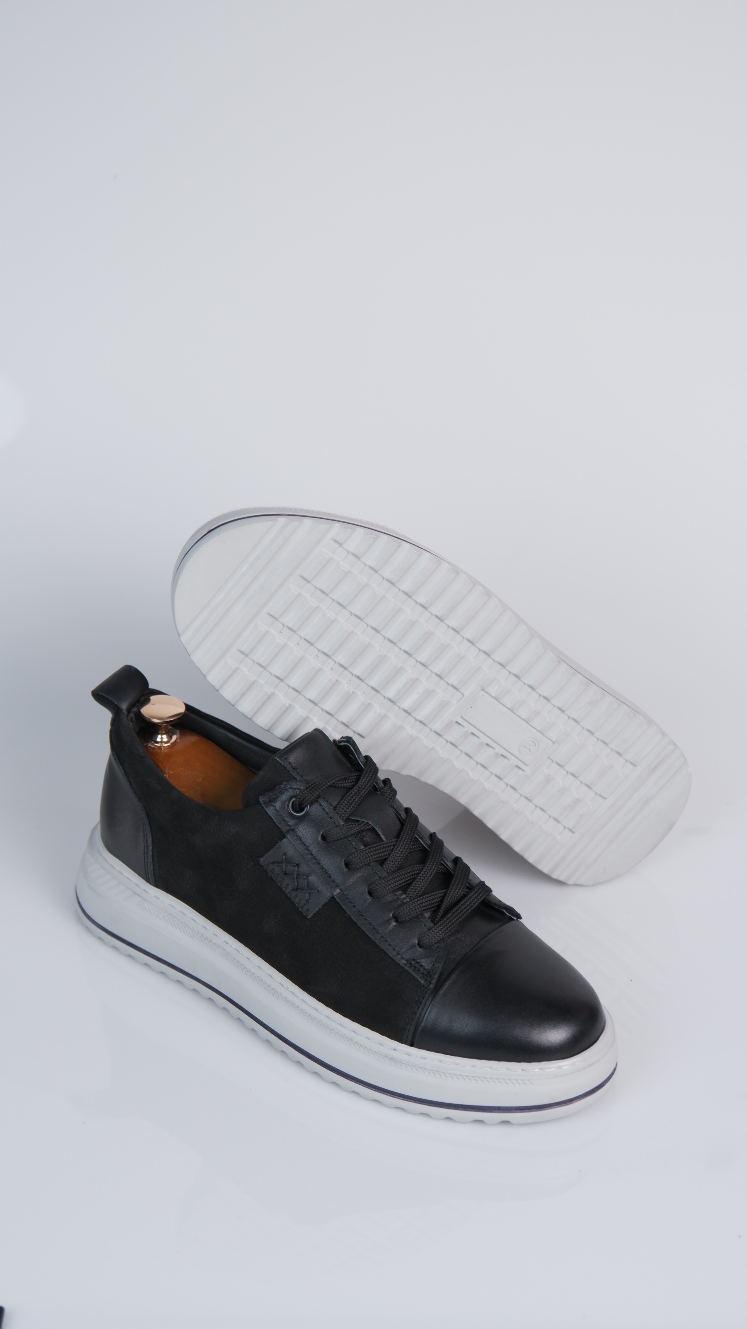 Oslo V2 Model Hakiki Natural Deri Sneaker Ayakkabı - Siyah