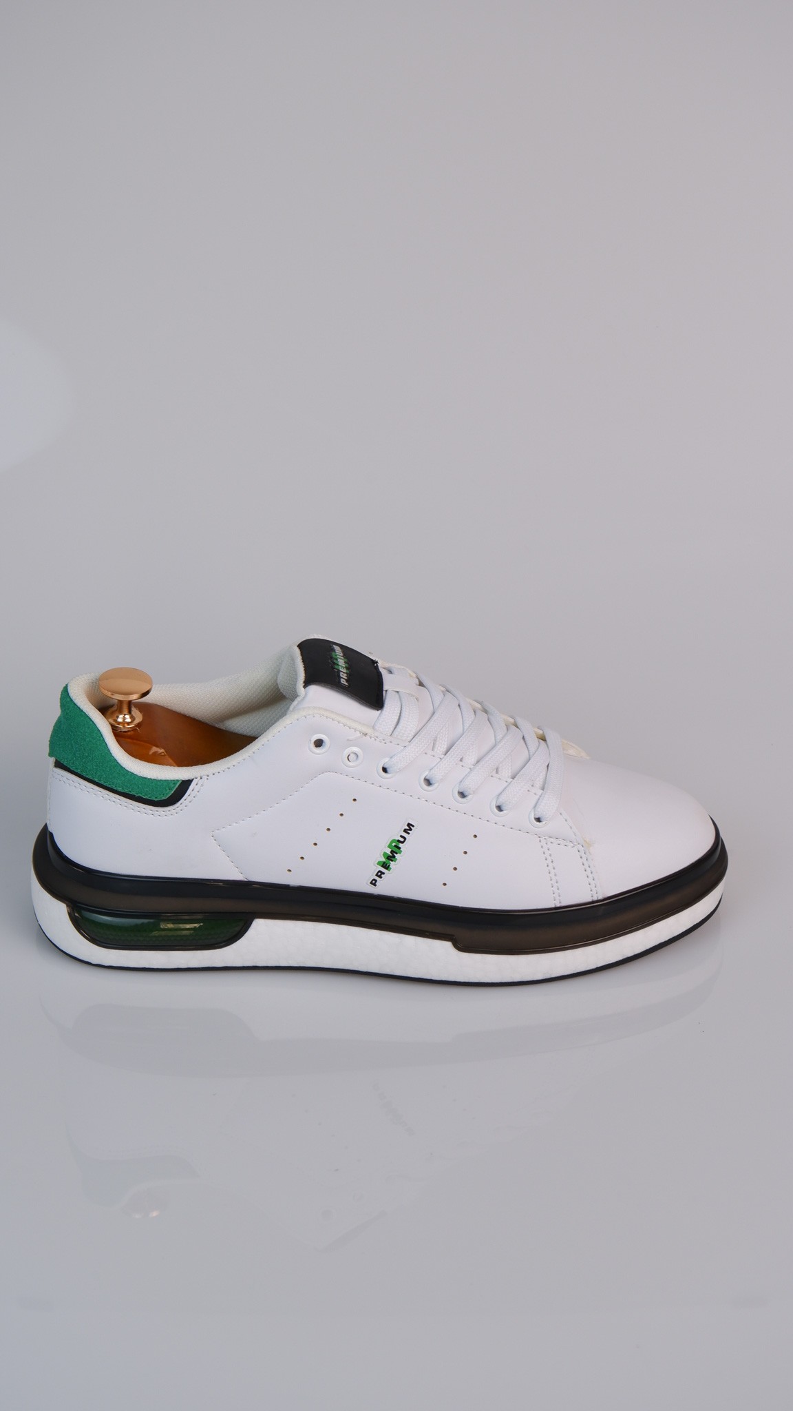 Pekin Model Hakiki Natural Deri Sneaker Ayakkabı - beyaz yeşil