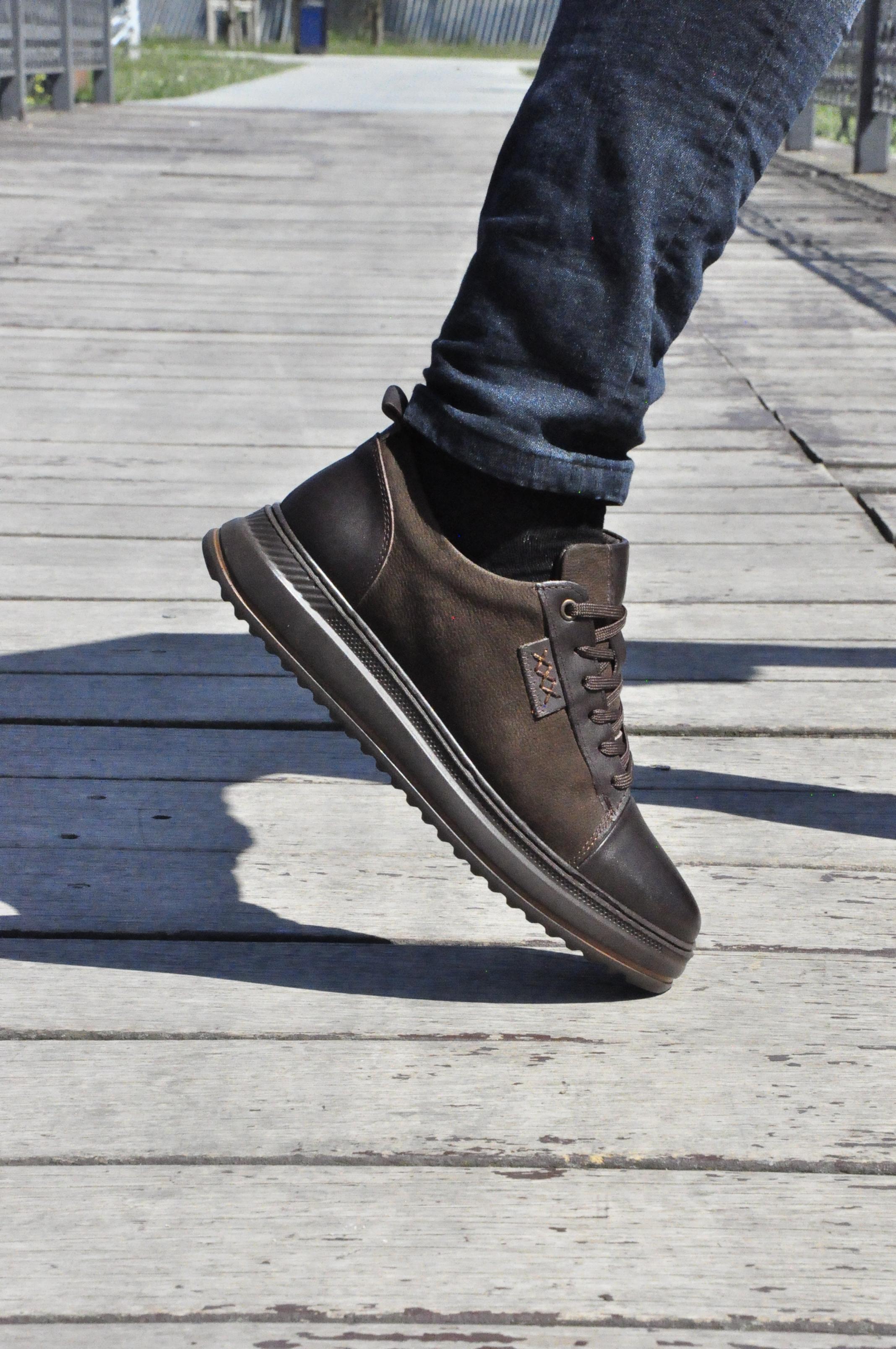 Oslo V2 Model Hakiki Natural Deri Sneaker Ayakkabı - Kahverengi