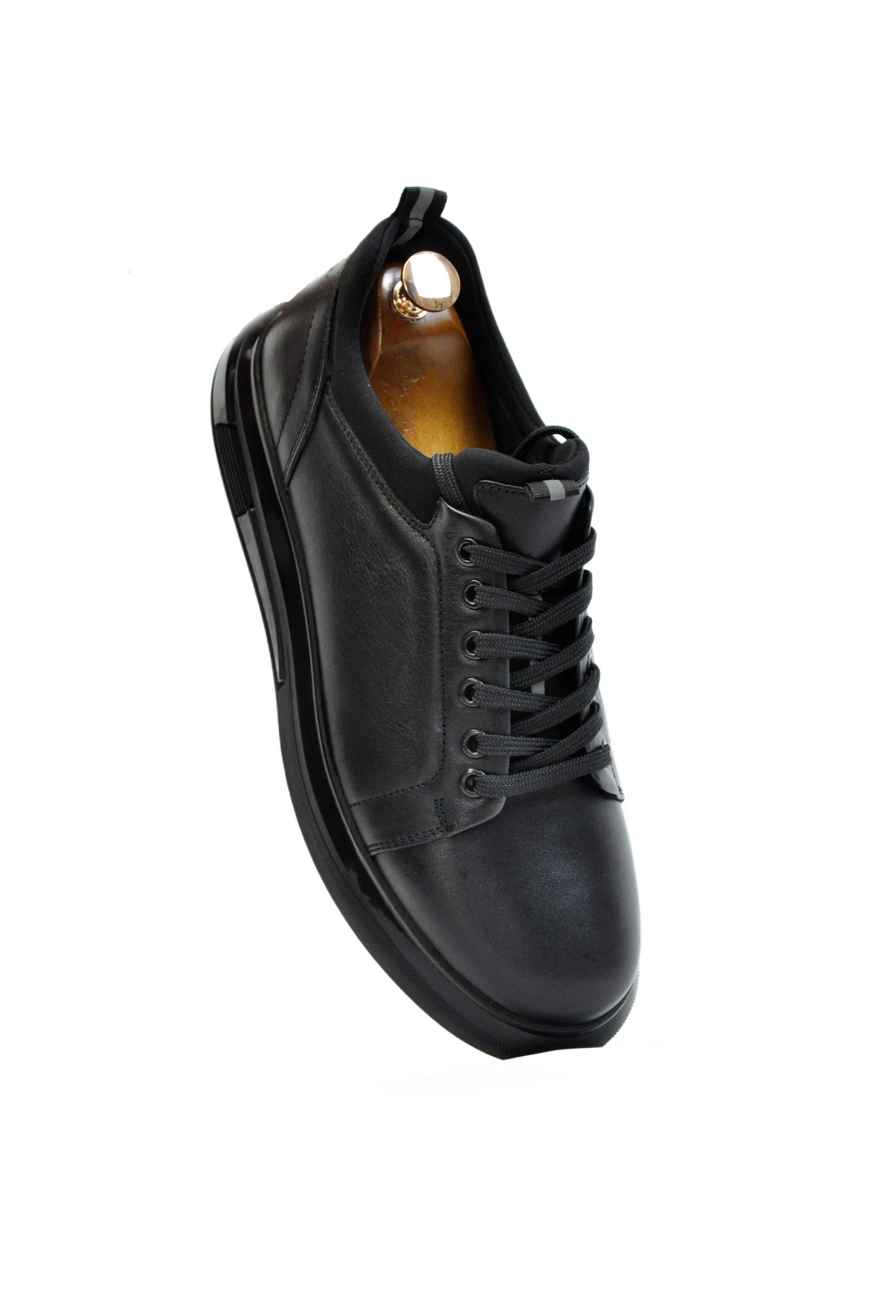 Roma Model Hakiki Natural Deri Sneaker Ayakkabı - Siyah