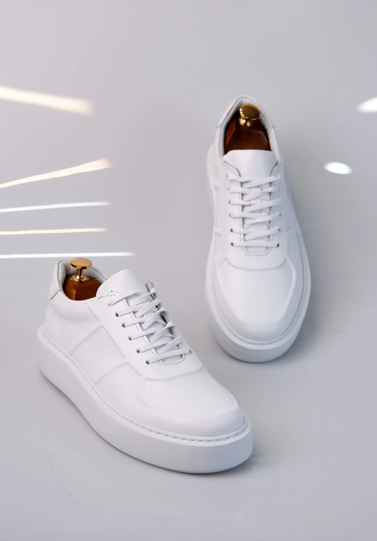 Navy Model hakiki Natural Deri Sneaker Ayakkabı - Beyaz