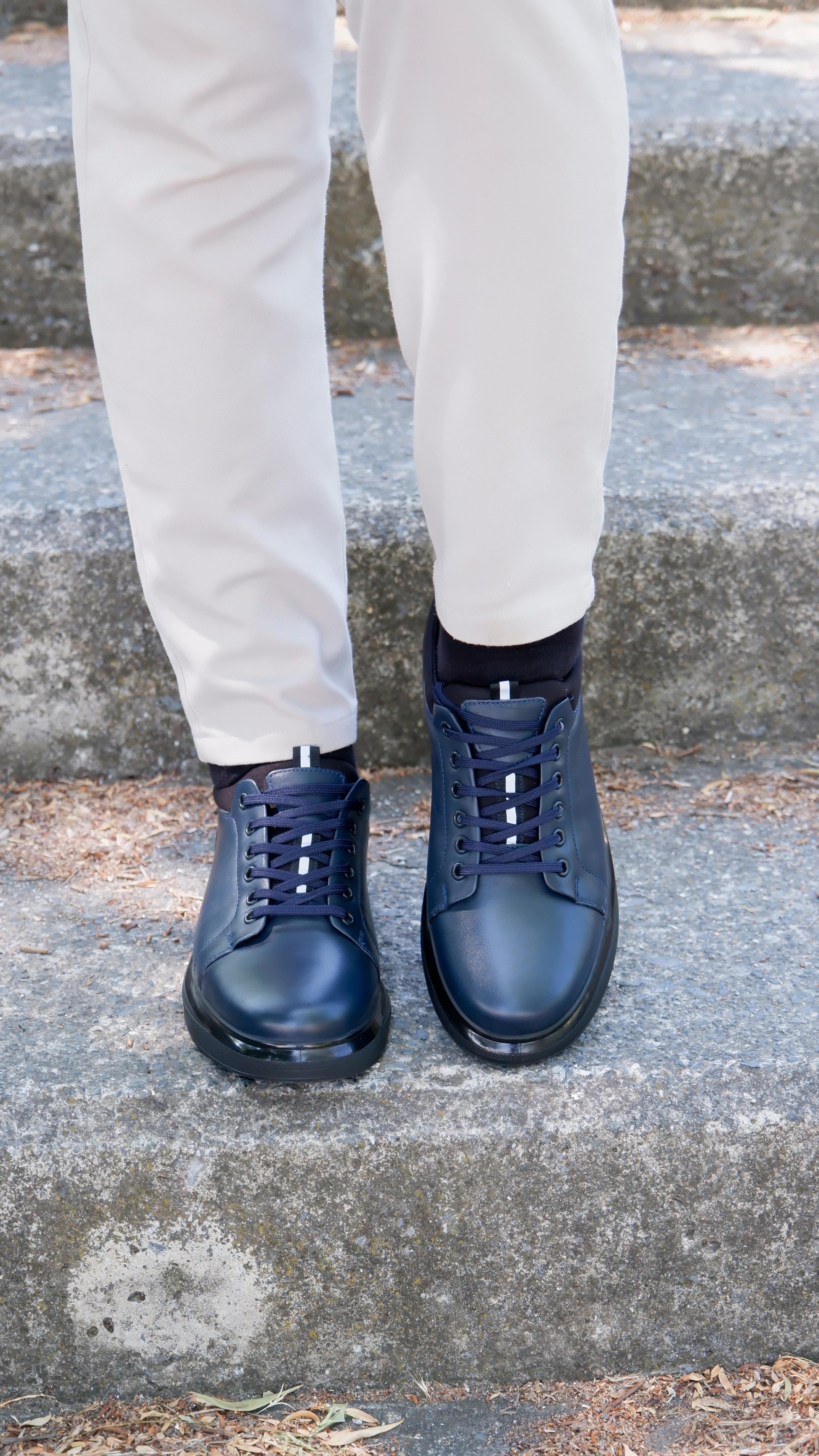 Roma Model Hakiki Natural Deri Sneaker Ayakkabı - LACİVERT