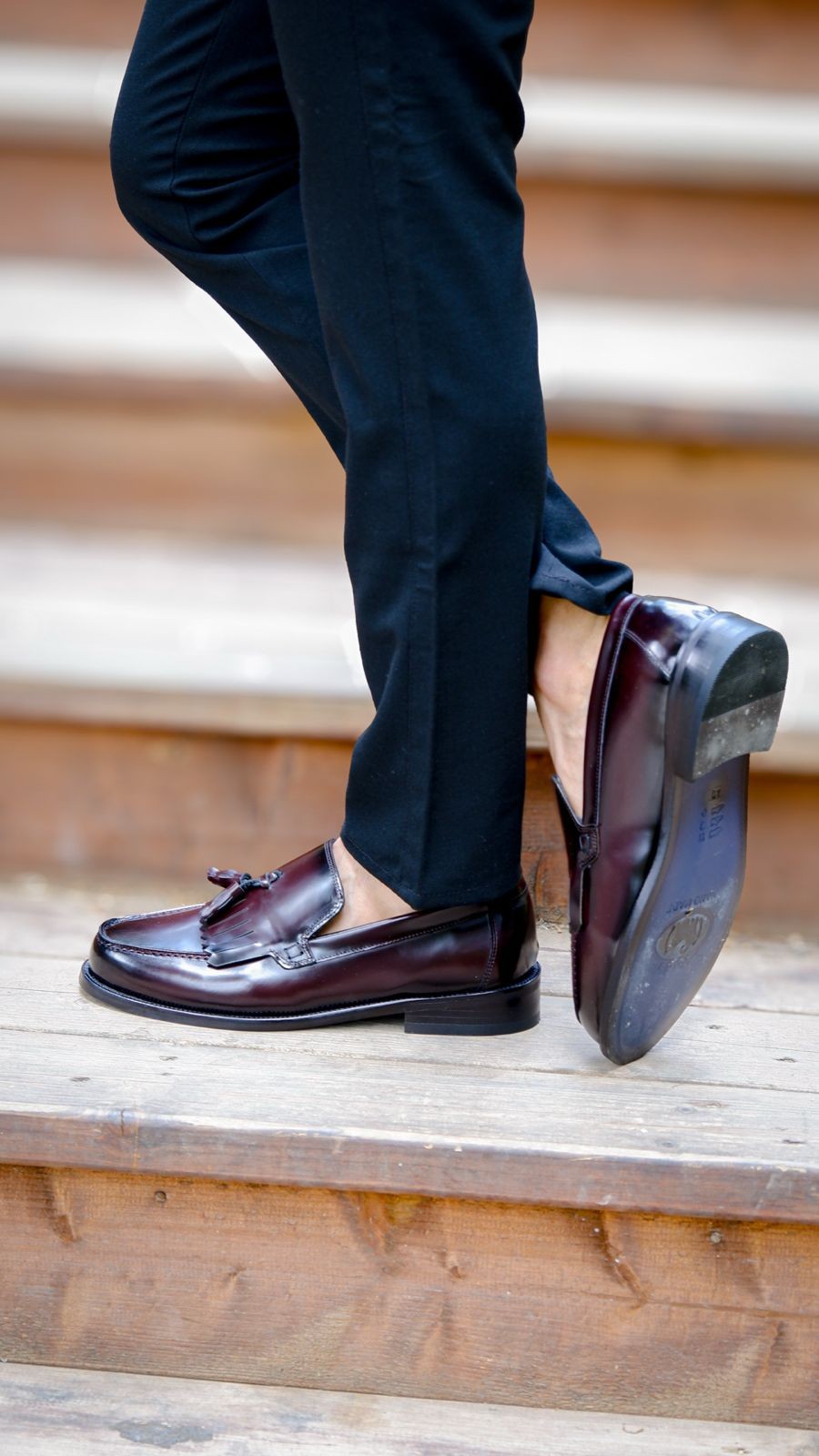 Step Model Hakiki Natural Açma Deri Loafer Ayakkabı - bordo