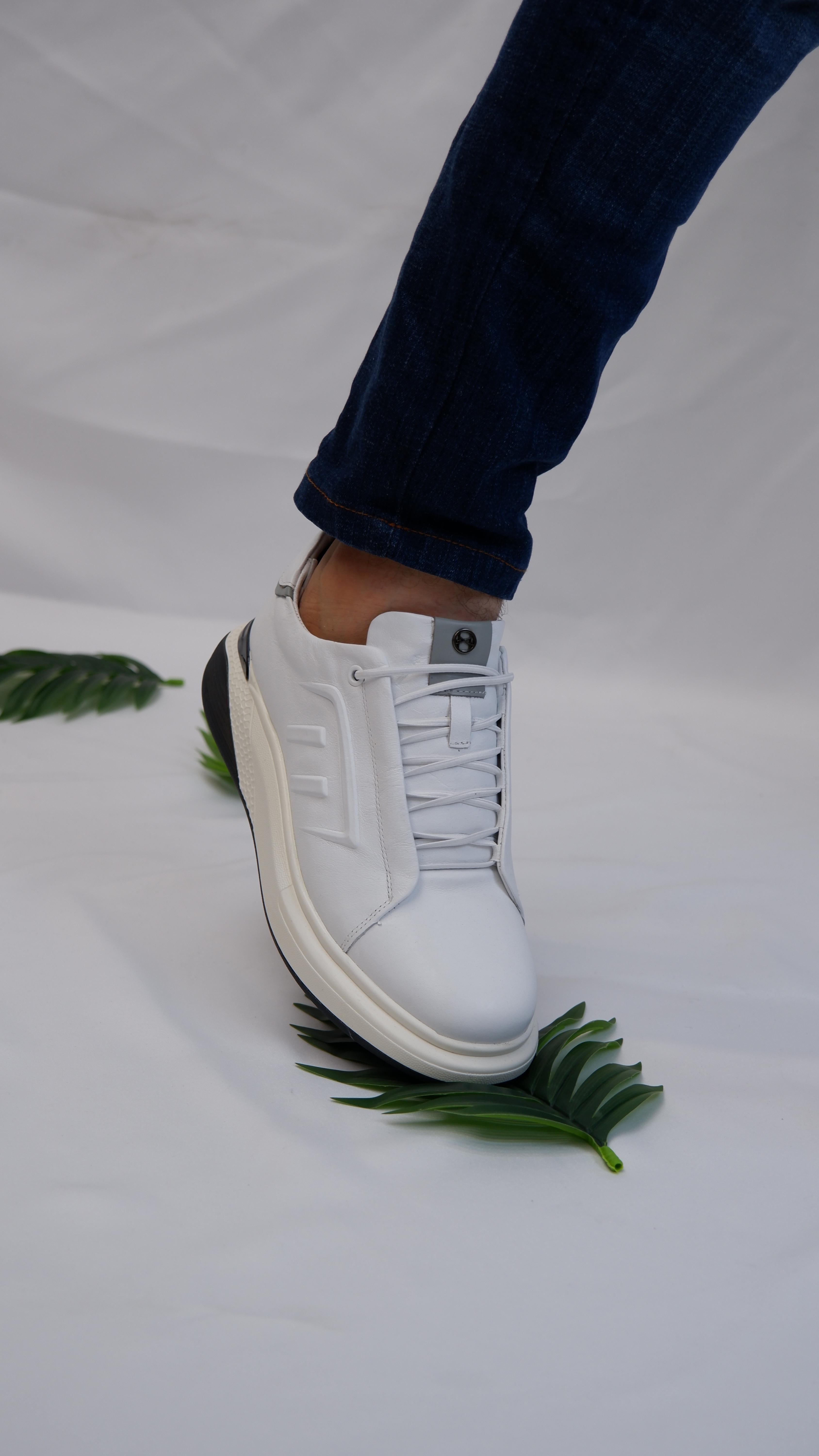 Claw Model Hakiki Natural Deri Köpük Comfort Taban Sneaker Ayakkabı - Grii