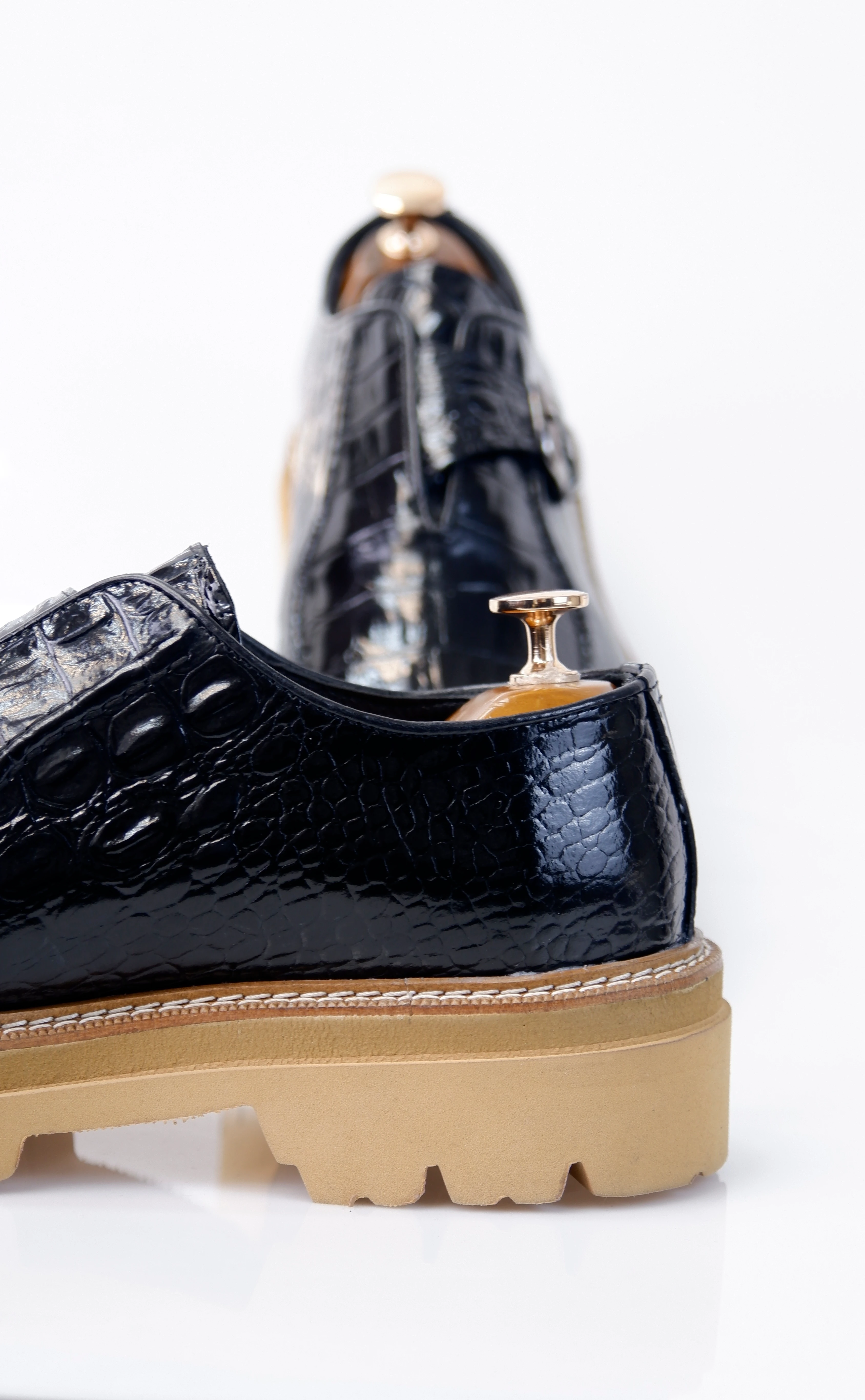 Derby Model Hakiki Natural Kroko Deri Casual Ayakkabı