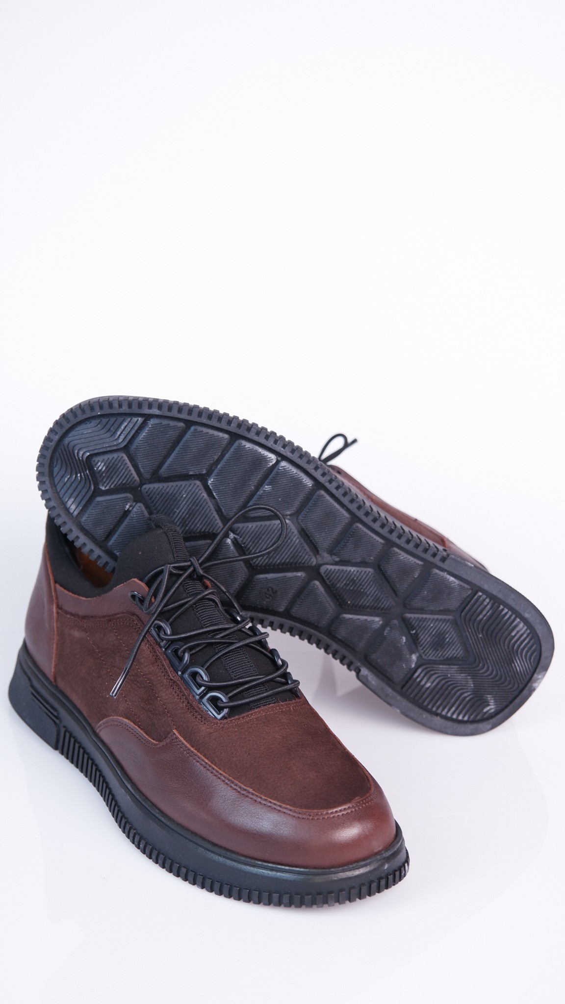 Botro Model Hakiki Natural Kombinasyon Deri Sneaker Ayakkabı - Kahverengi