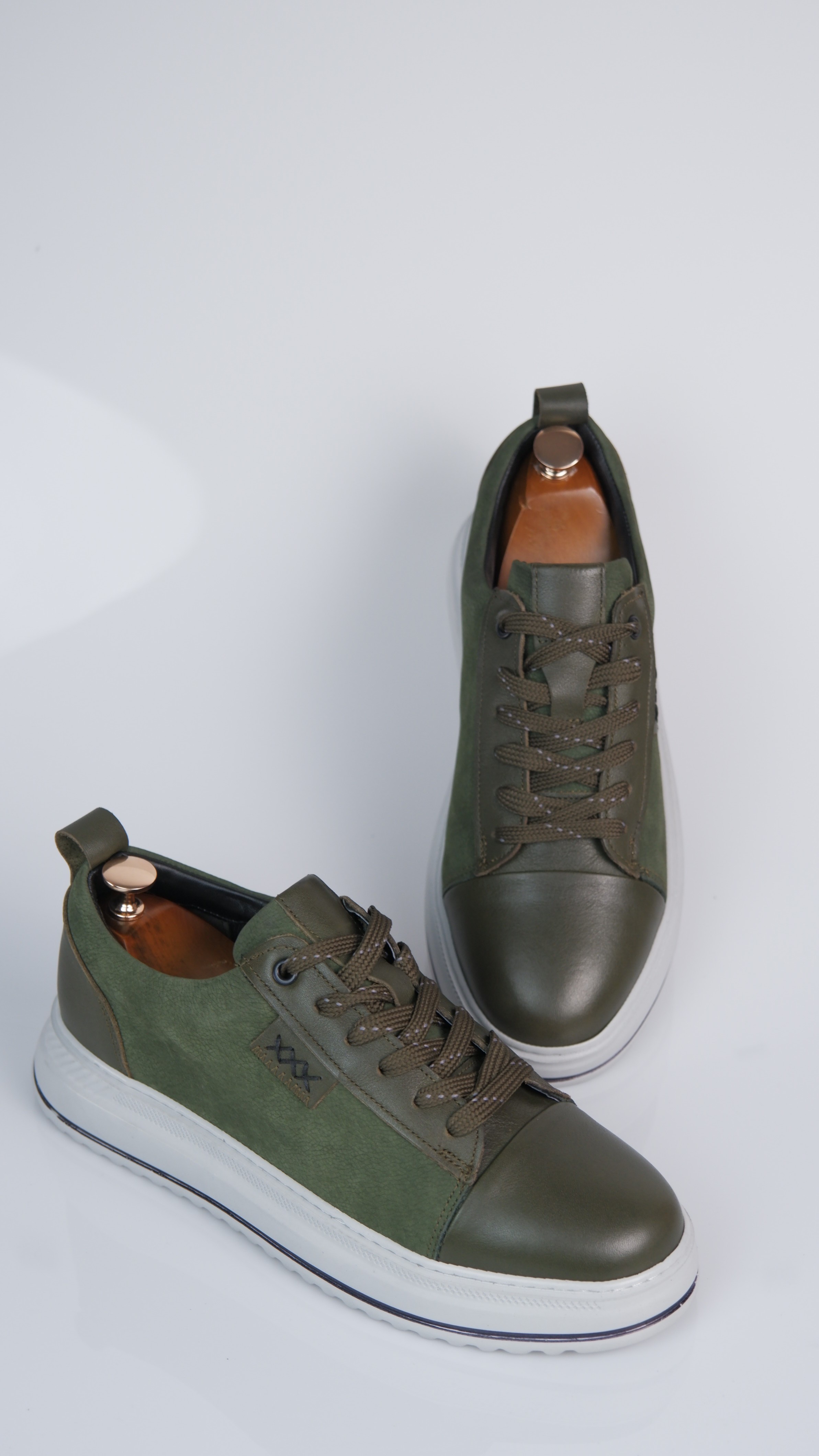 Oslo V2 Model Hakiki Natural Deri Sneaker Ayakkabı - HAKİ YEŞİLİ