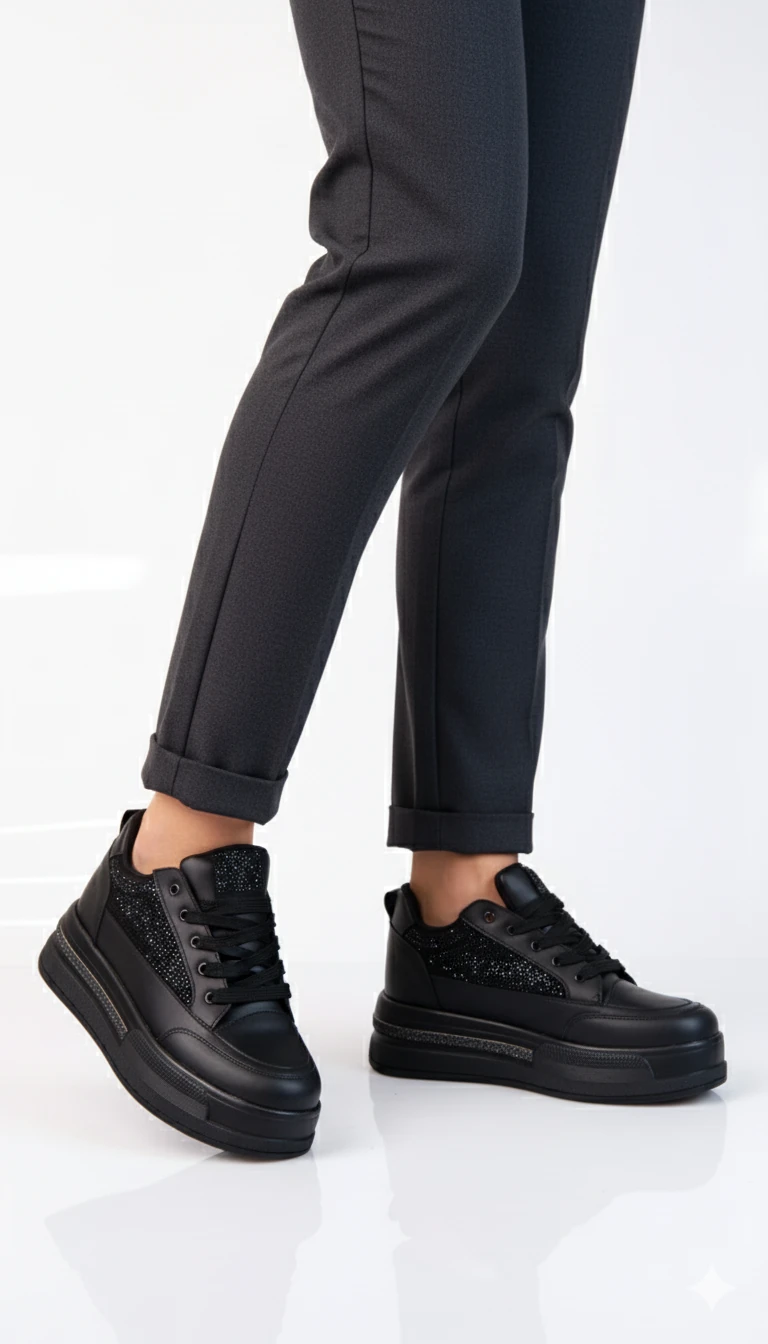 Delta Model Kadın Günlük Sneaker Ayakkabı - Siyah