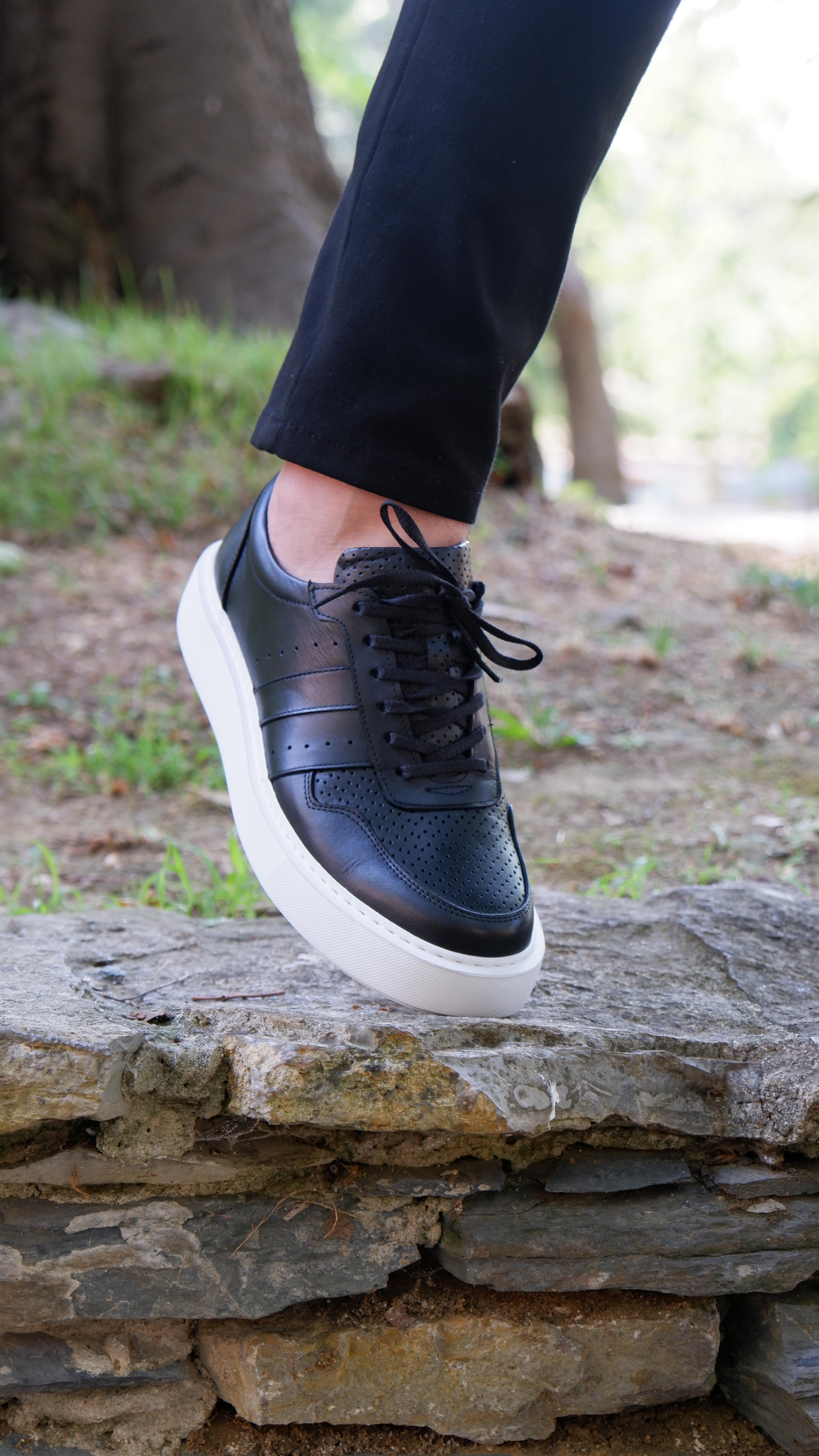 Viper Model Hakiki Natural Deri Sneaker Ayakkabı - Siyah