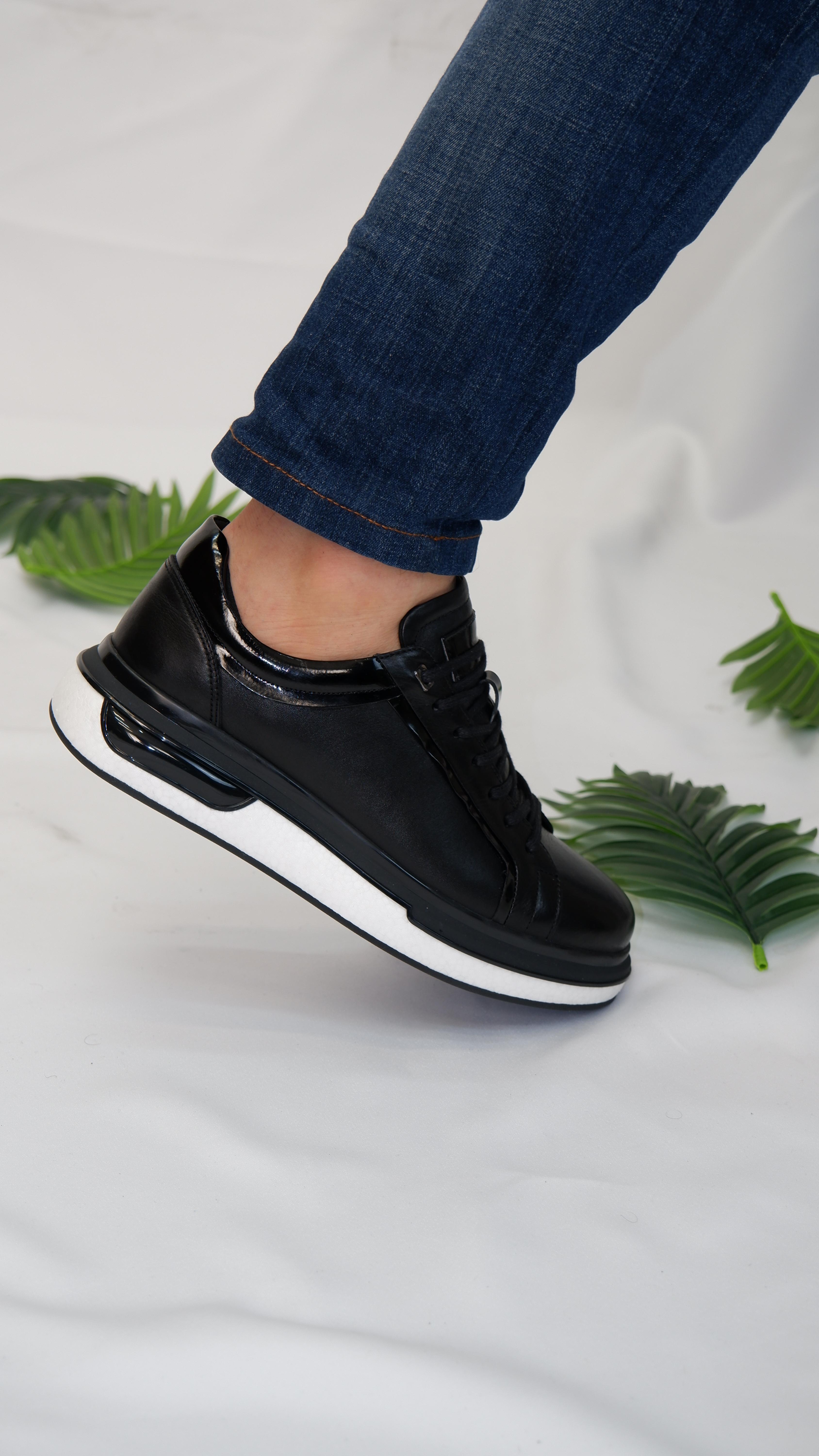 Orion model Hakiki Natural Deri Köpük Comfort Taban Sneaker Ayakkabı