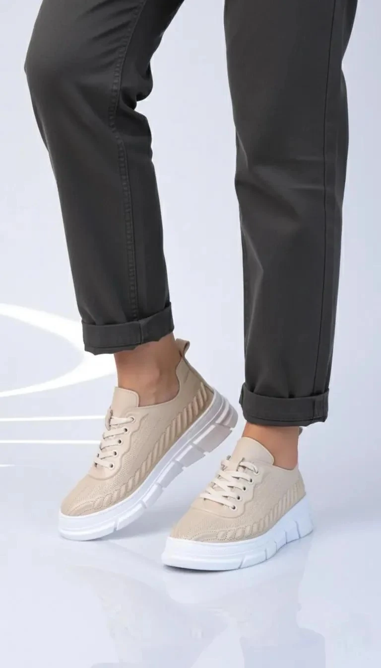 Maxi Model Kadın Günlük  Hakiki Deri Sneaker Ayakkabı