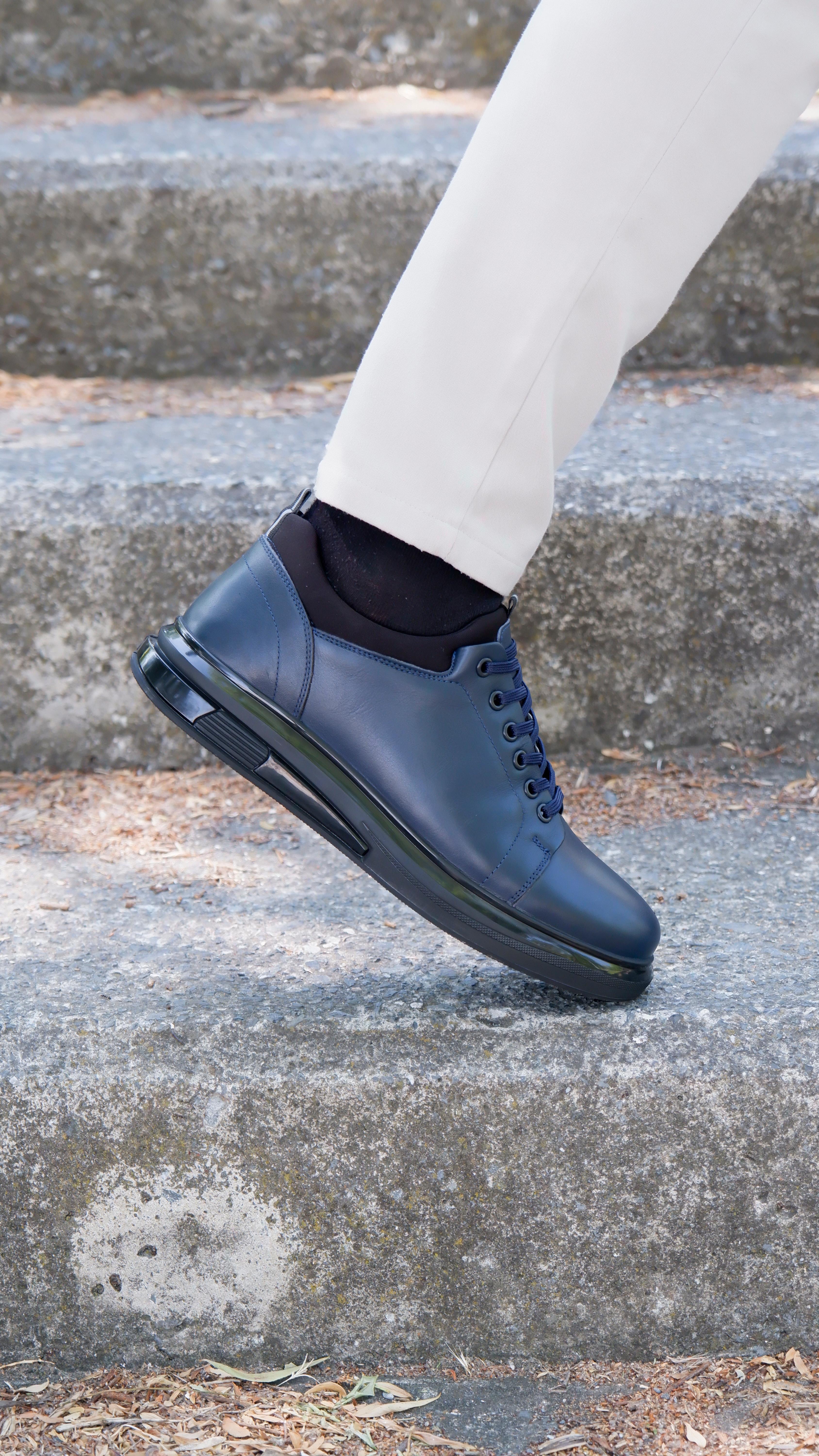 Roma Model Hakiki Natural Deri Sneaker Ayakkabı - LACİVERT