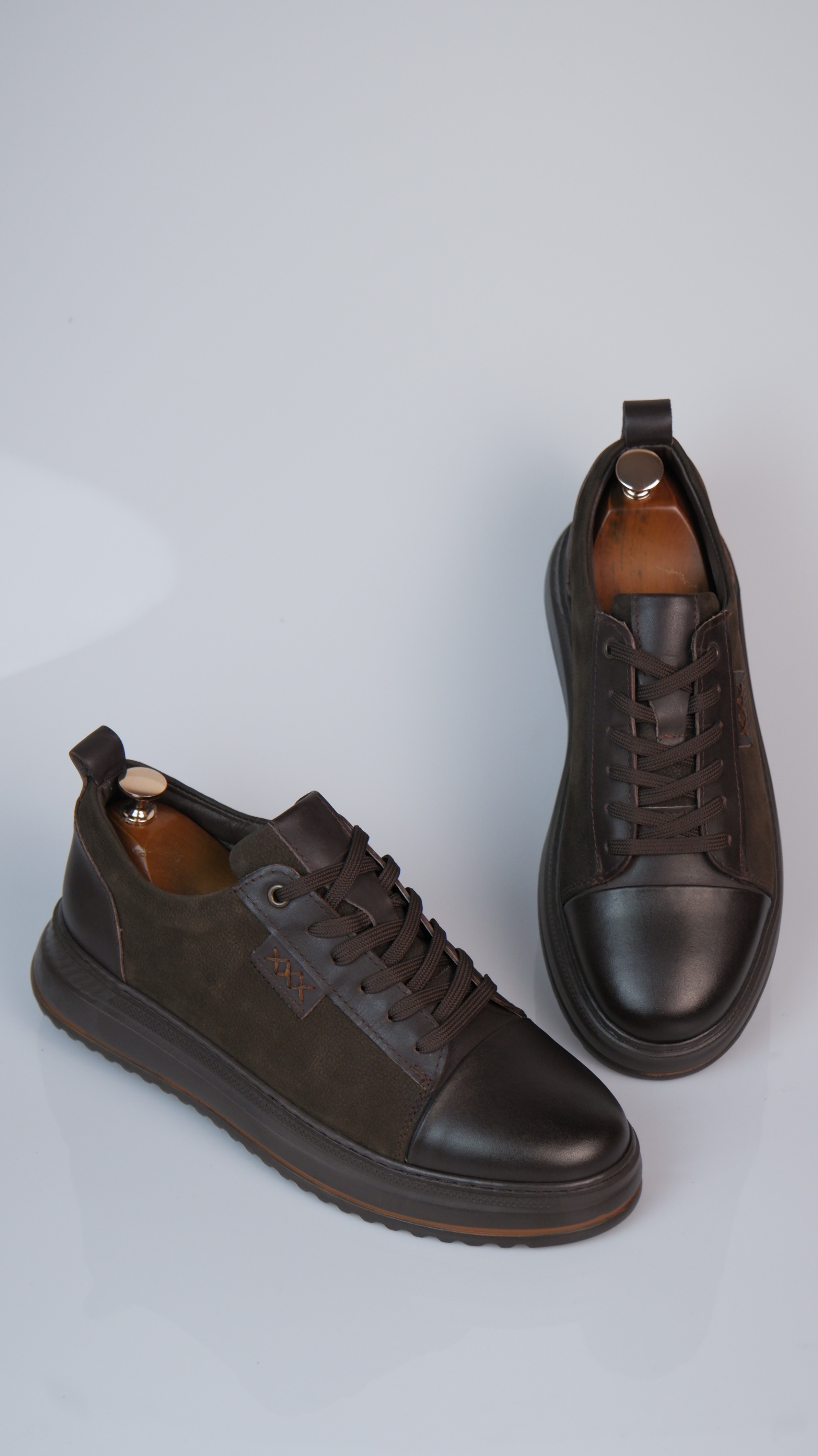 Oslo V2 Model Hakiki Natural Deri Sneaker Ayakkabı - Kahverengi
