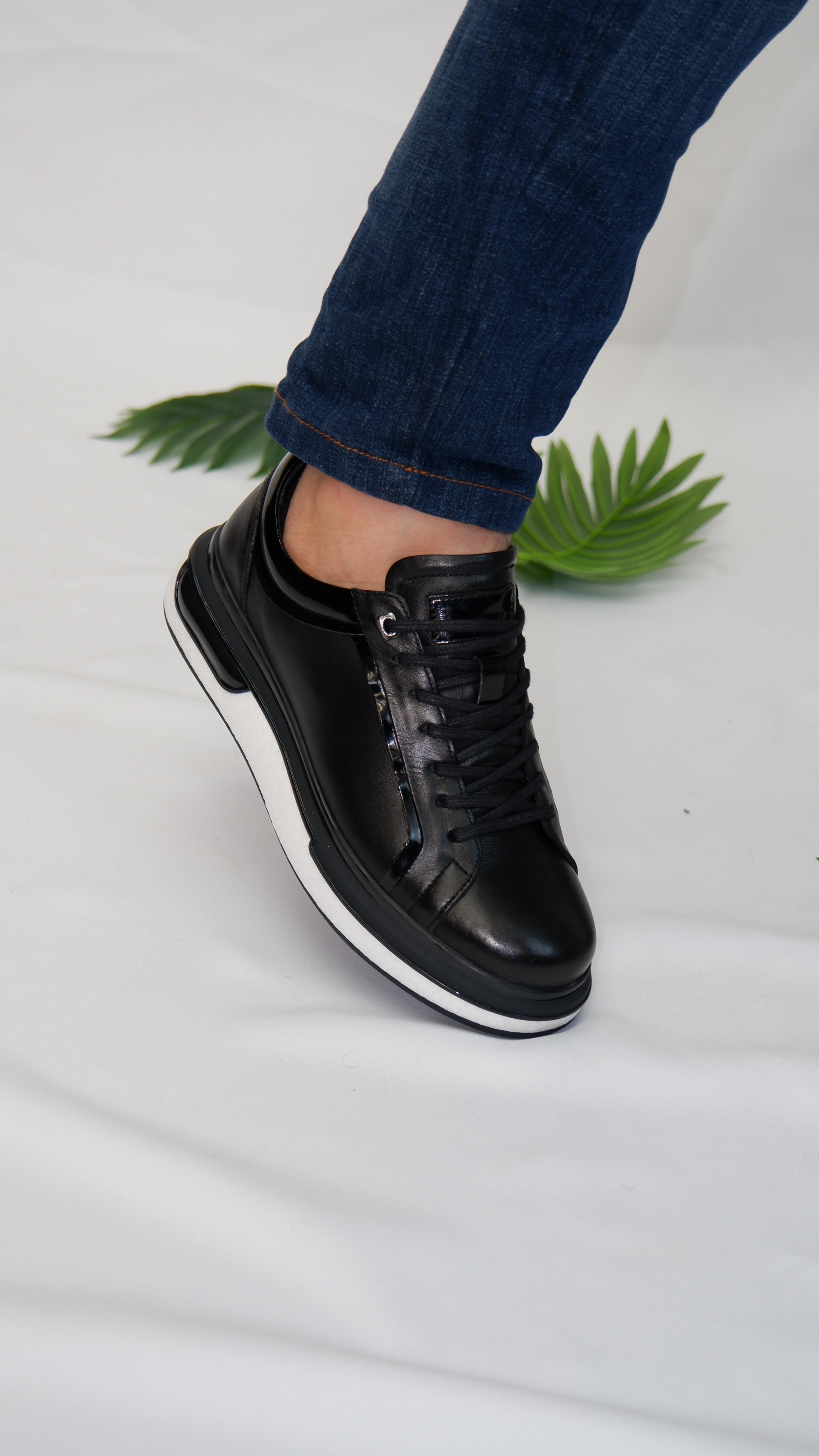 Orion model Hakiki Natural Deri Köpük Comfort Taban Sneaker Ayakkabı