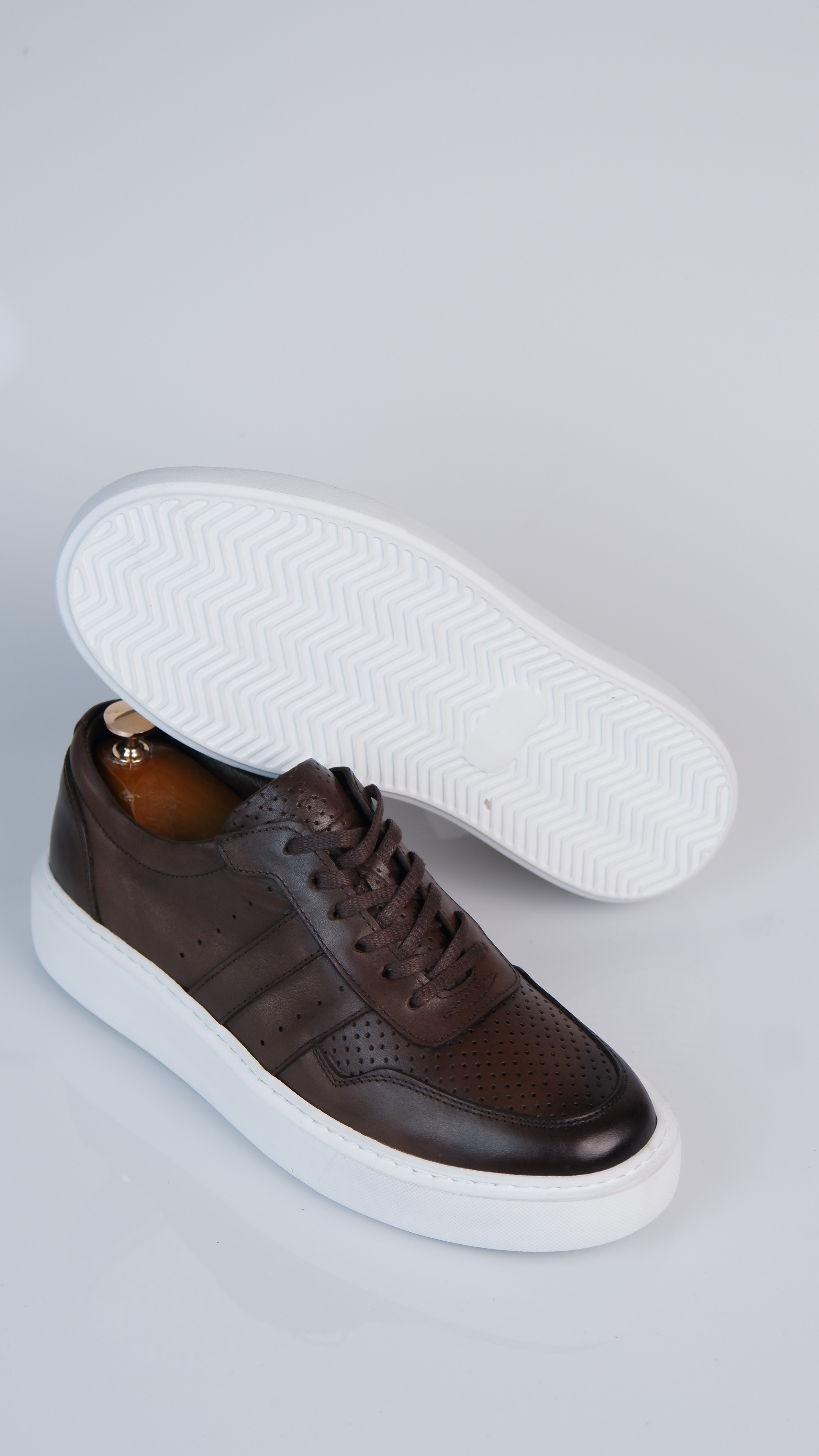 Viper Model Hakiki Natural Deri Sneaker Ayakkabı - Kahverengi