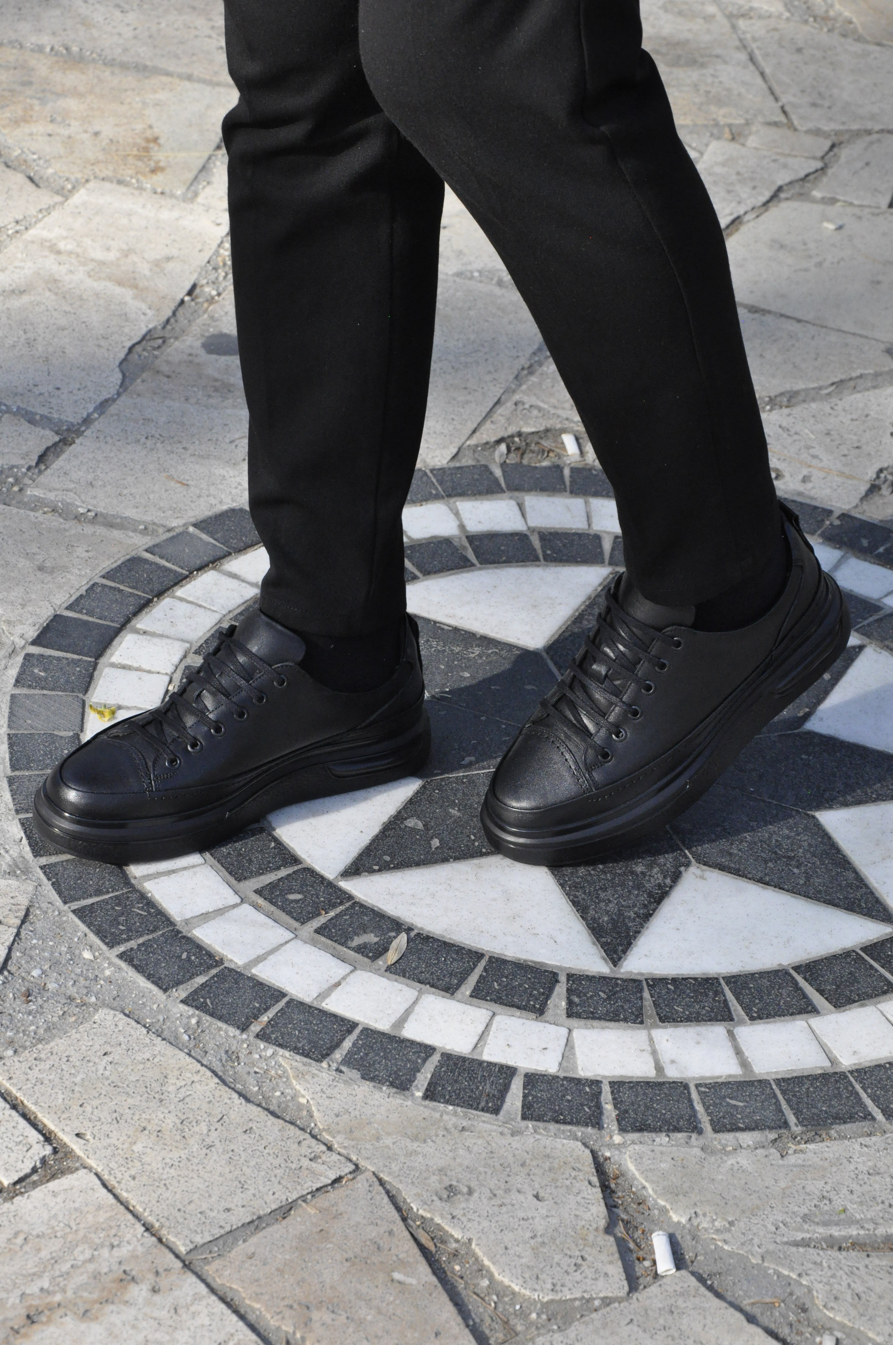 Pekin Model Hakiki Natural Deri Sneaker Ayakkabı - Siyah B