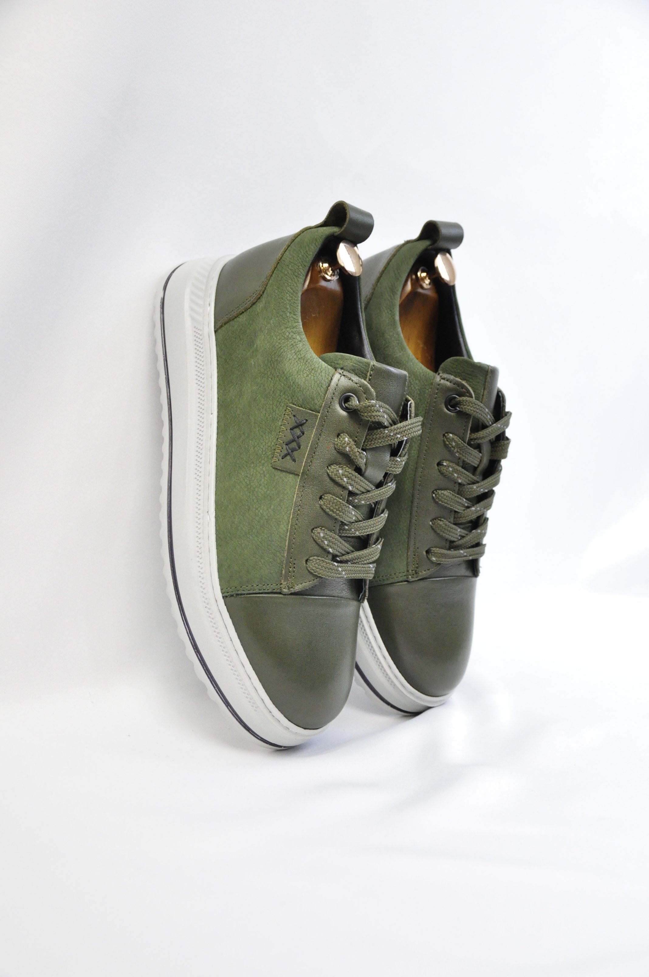 Oslo V2 Model Hakiki Natural Deri Sneaker Ayakkabı - HAKİ YEŞİLİ