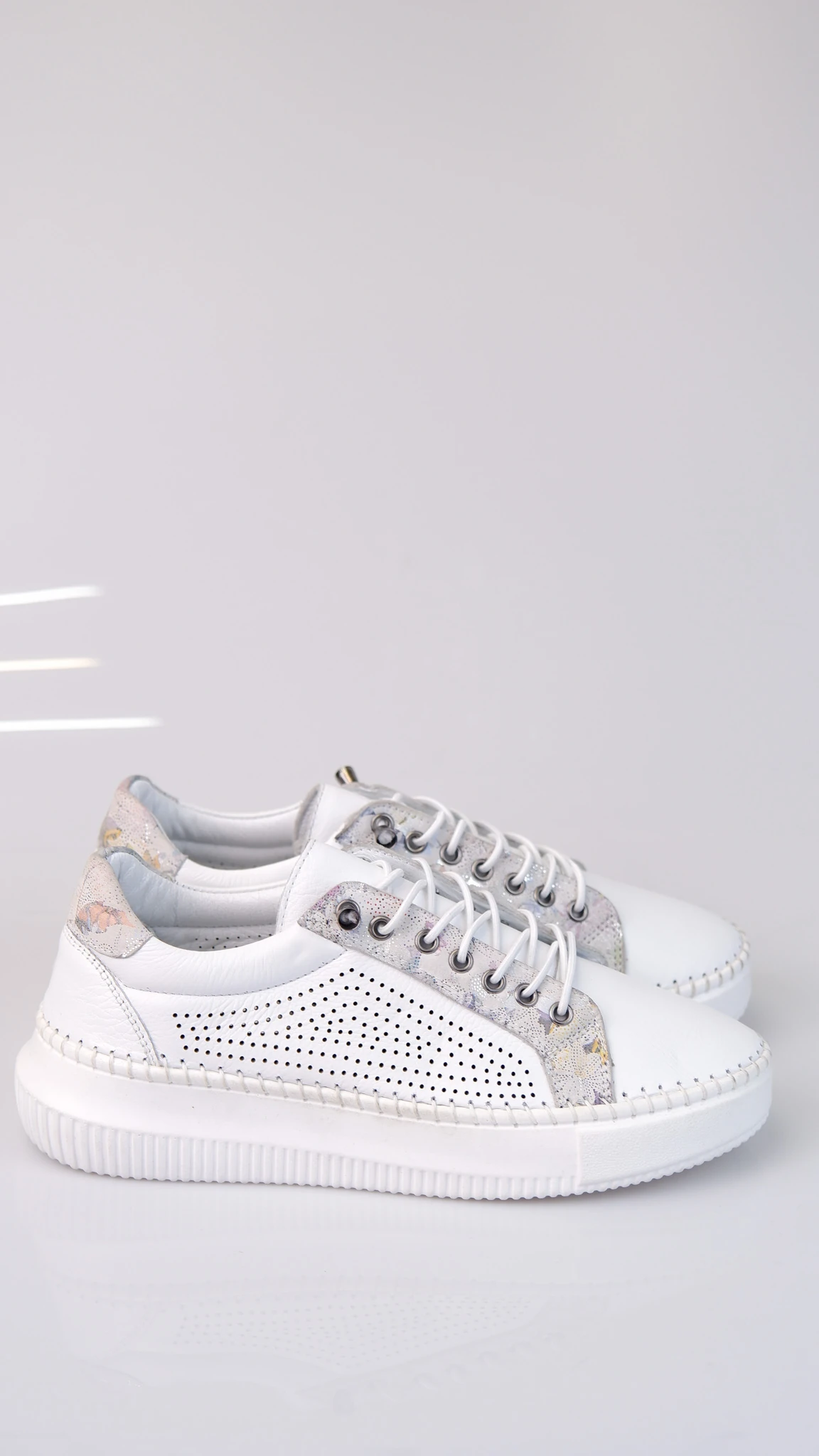 Halo Model Hakiki Deri Kadın Sneaker Ayakkabı - Beyaz