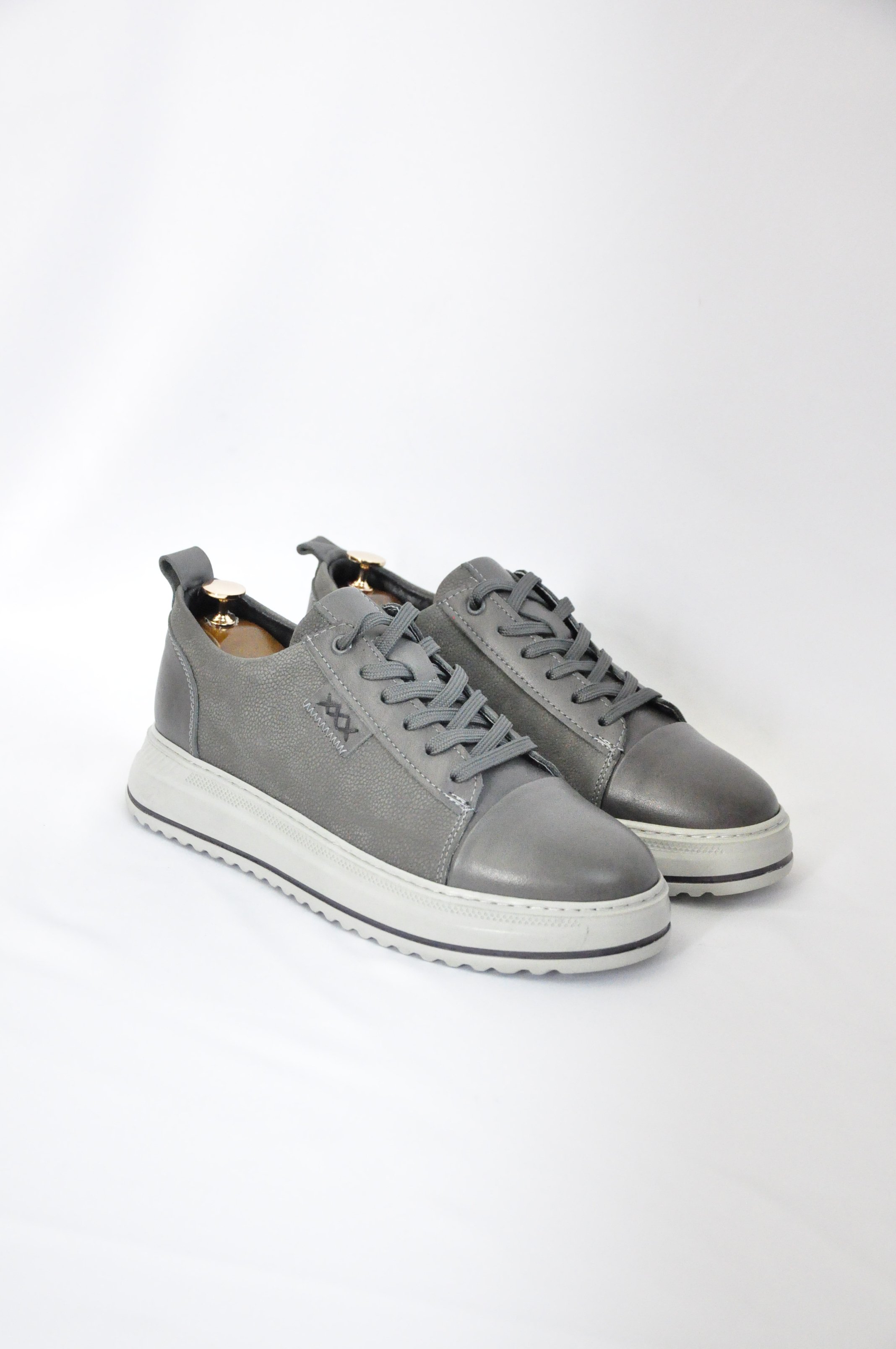 Oslo V2 Model Hakiki Natural Deri Sneaker Ayakkabı - Gri