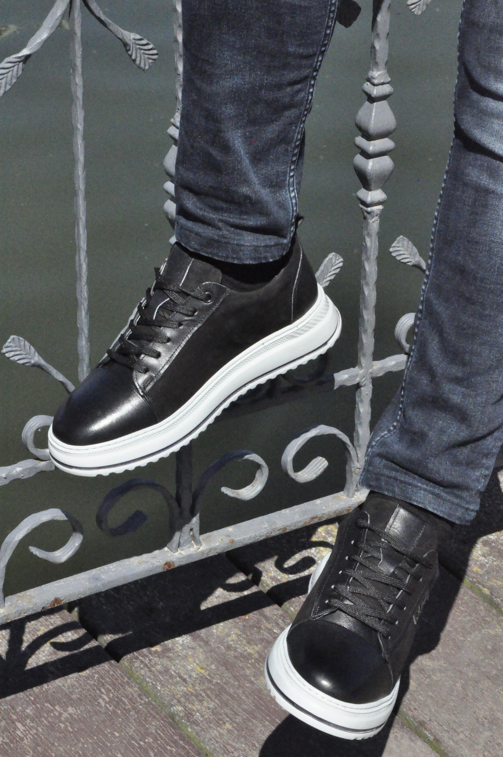 Oslo V2 Model Hakiki Natural Deri Sneaker Ayakkabı - Siyah