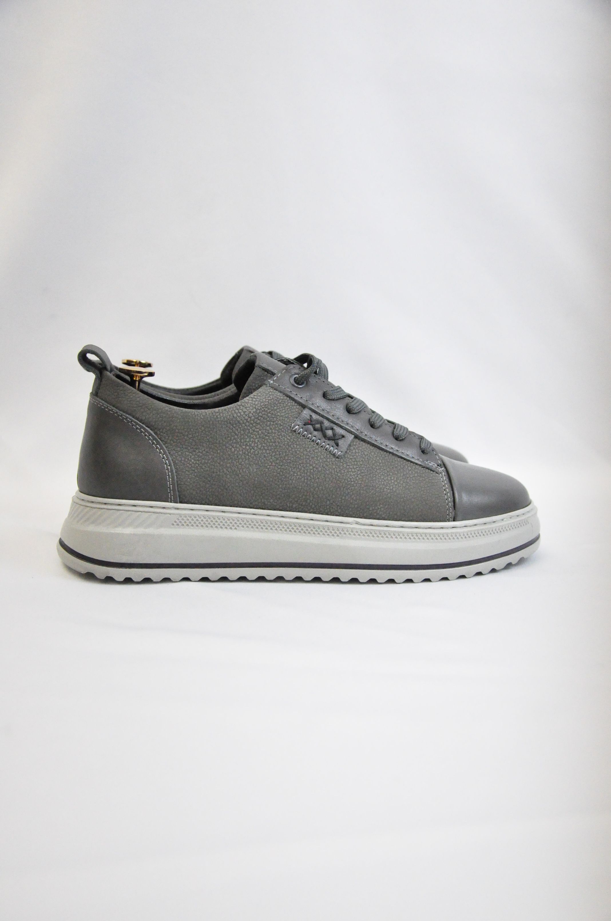 Oslo V2 Model Hakiki Natural Deri Sneaker Ayakkabı - Gri