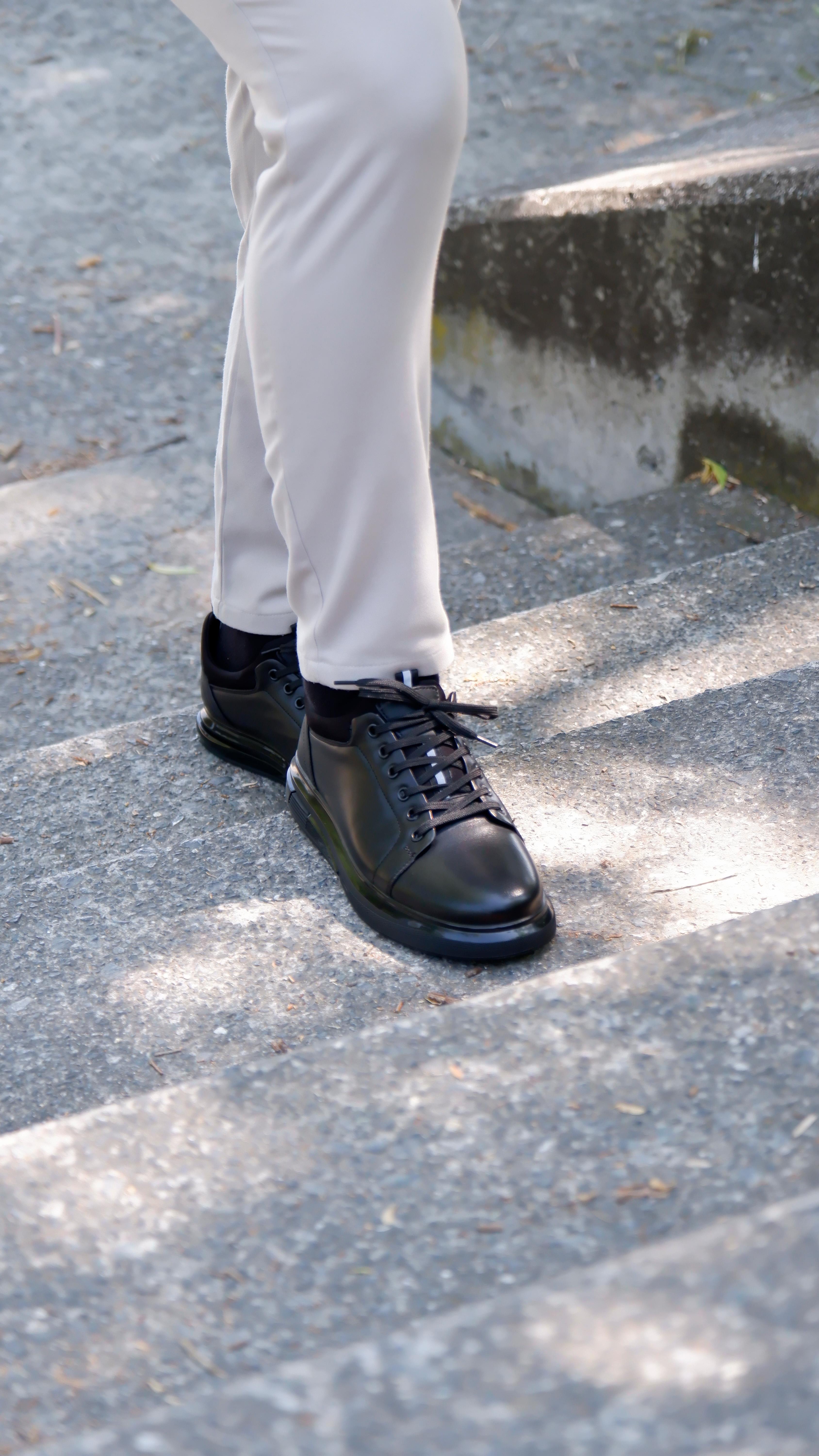 Roma Model Hakiki Natural Deri Sneaker Ayakkabı - Siyah