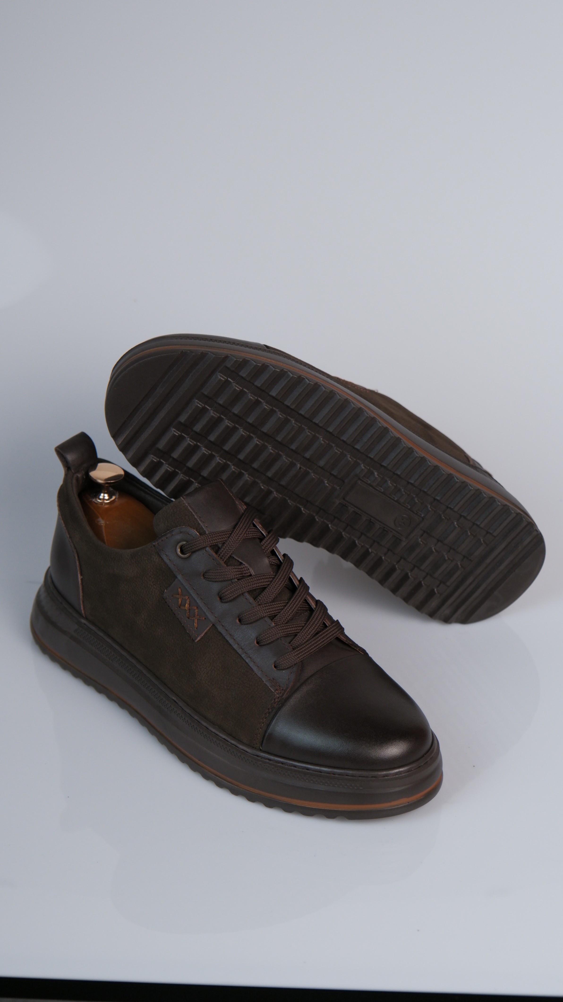 Oslo V2 Model Hakiki Natural Deri Sneaker Ayakkabı - Kahverengi