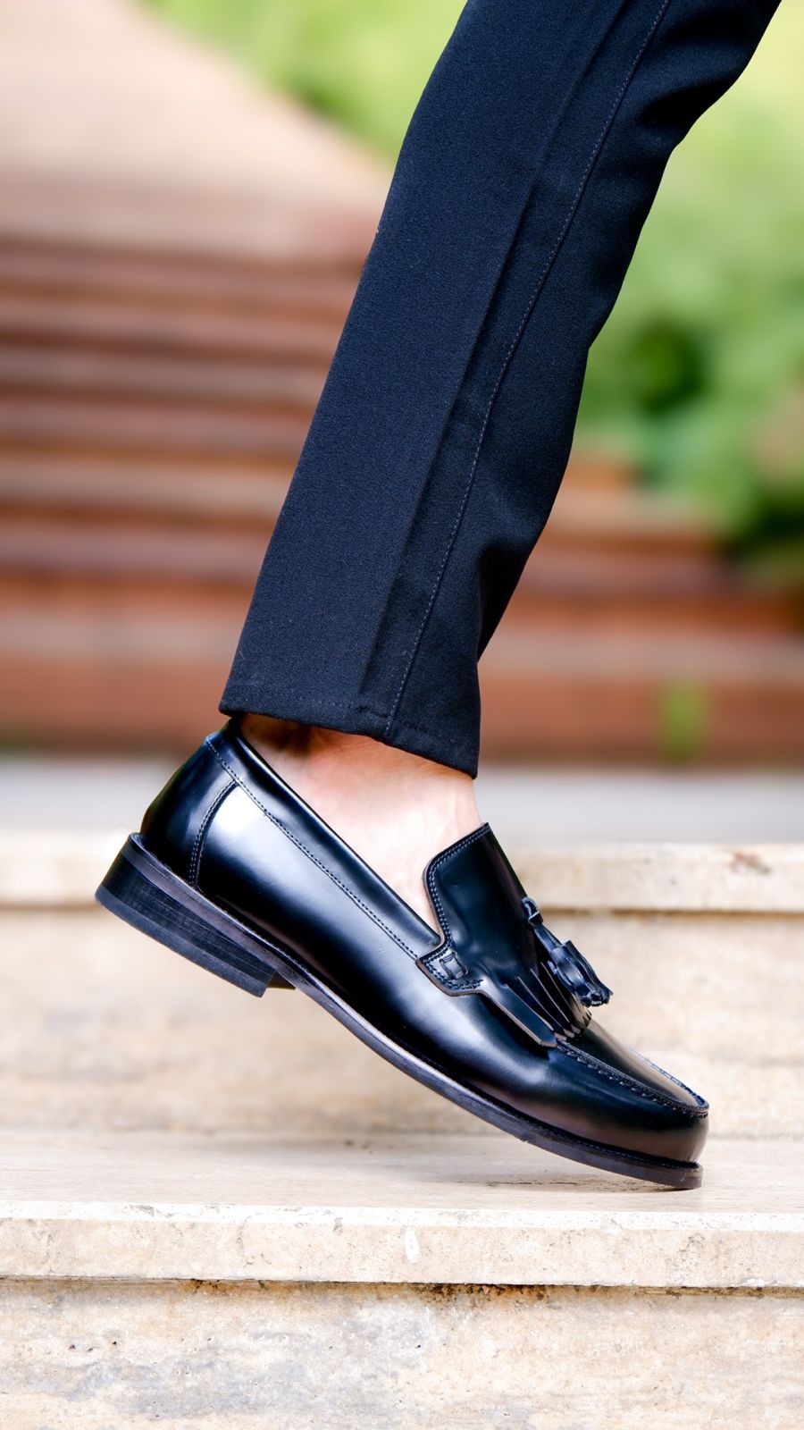 Step Model Hakiki Natural Açma Deri Loafer Ayakkabı - Siyah