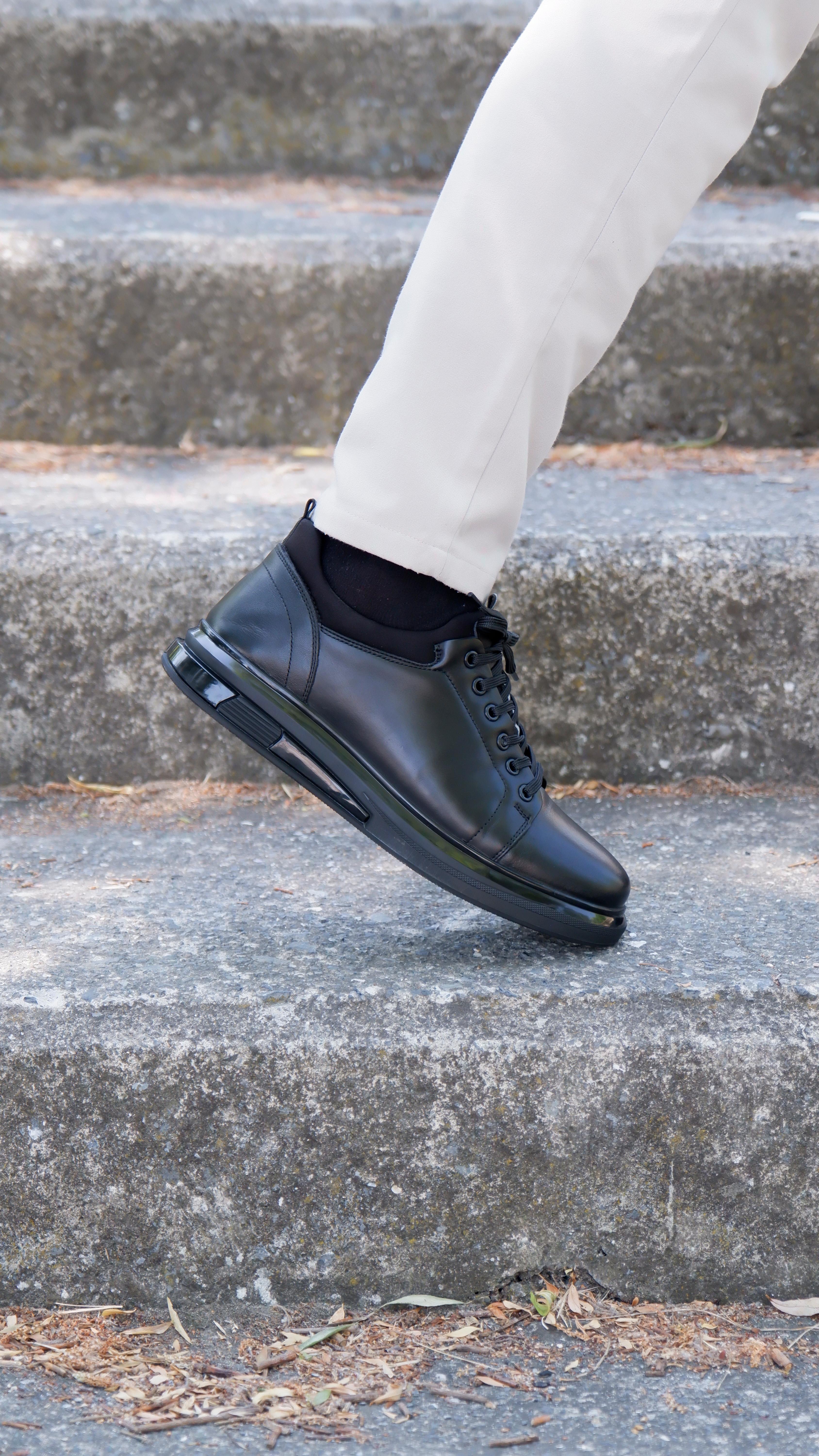 Roma Model Hakiki Natural Deri Sneaker Ayakkabı - Siyah