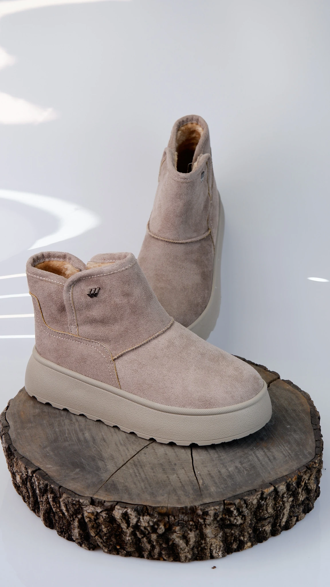 Foundry Model Süet Detaylı Kadın Günlük Bot Ayakkabı - Taş