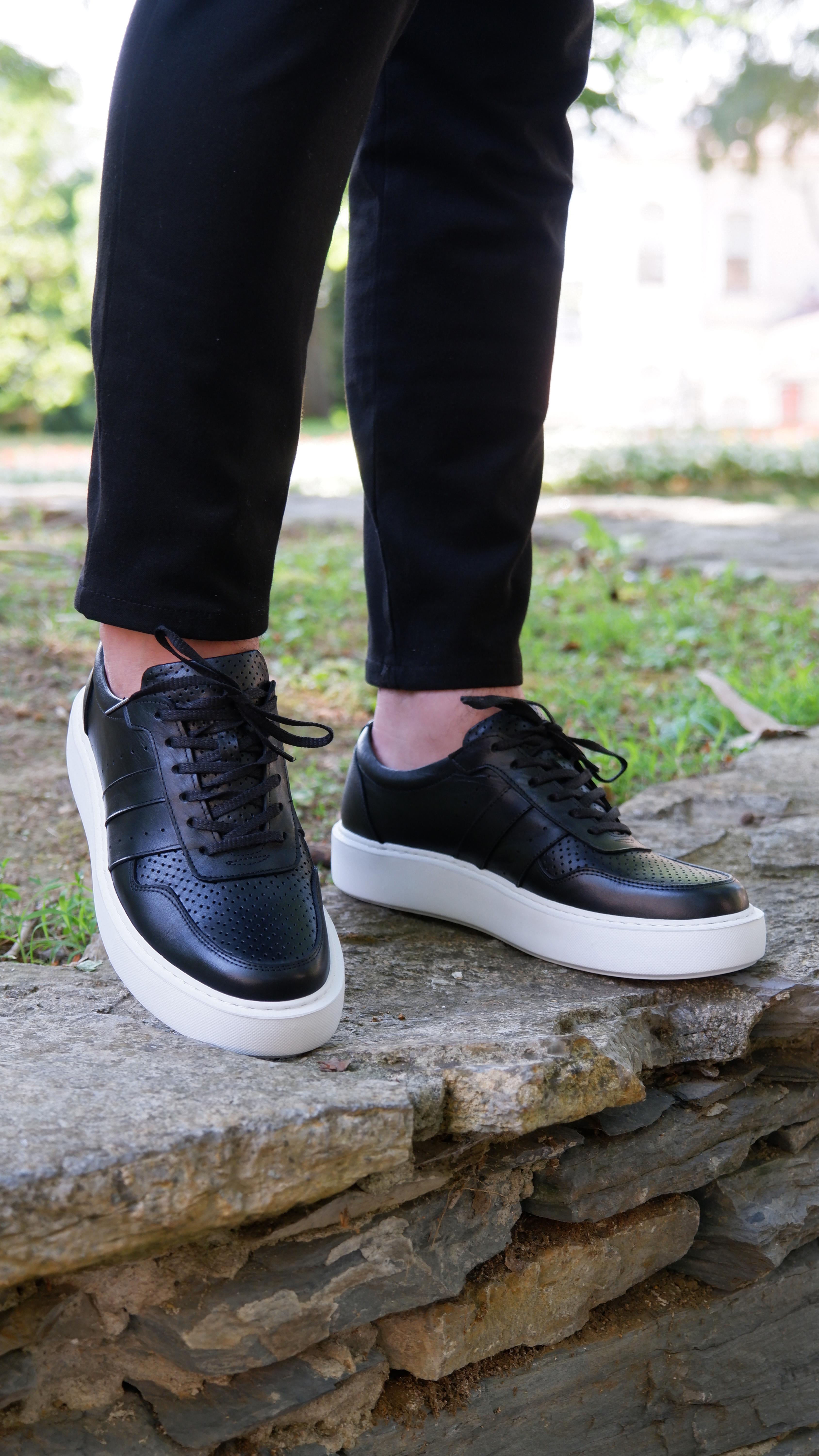 Viper Model Hakiki Natural Deri Sneaker Ayakkabı - Siyah