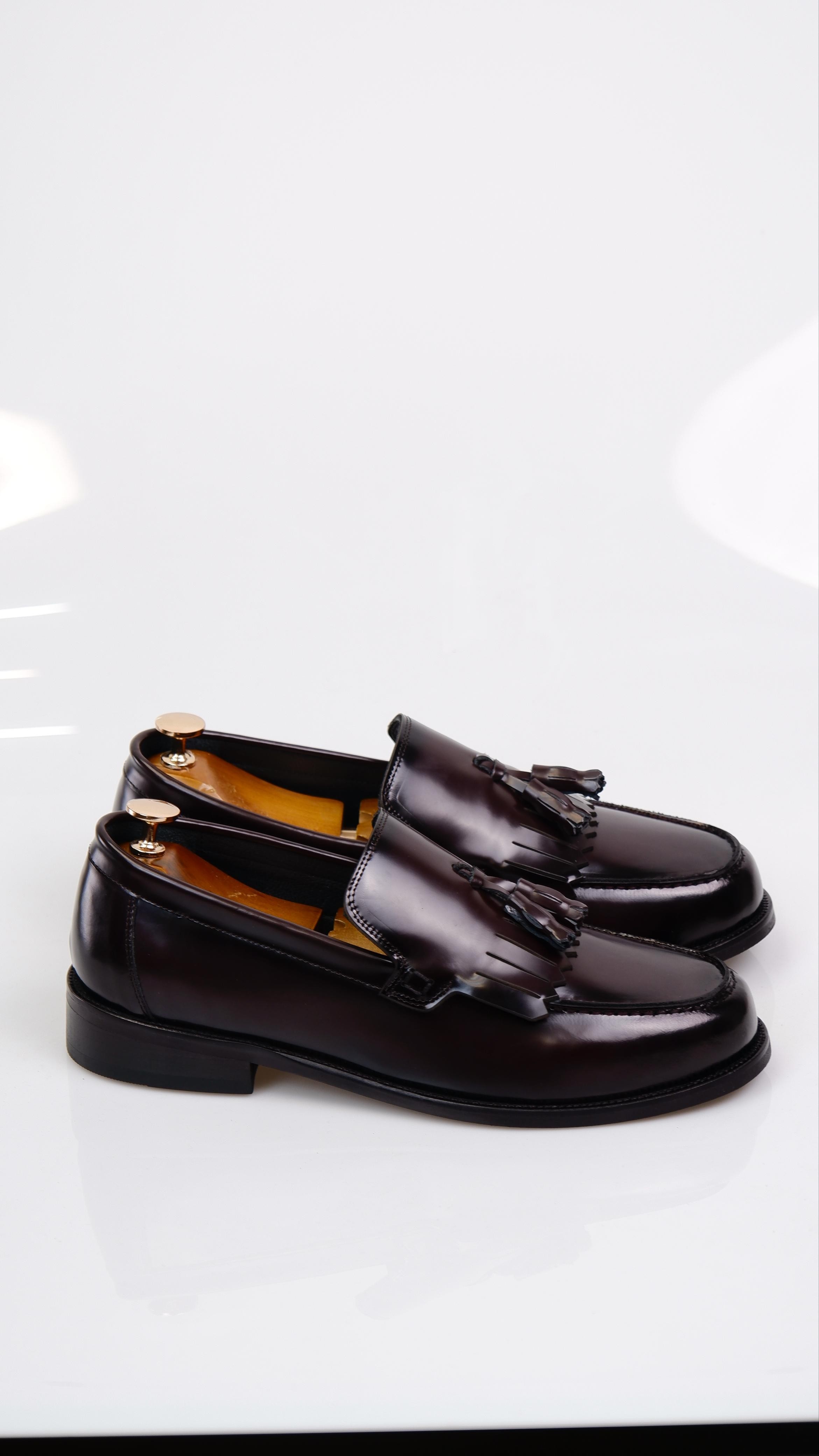 Step Model Hakiki Natural Açma Deri Loafer Ayakkabı - bordo