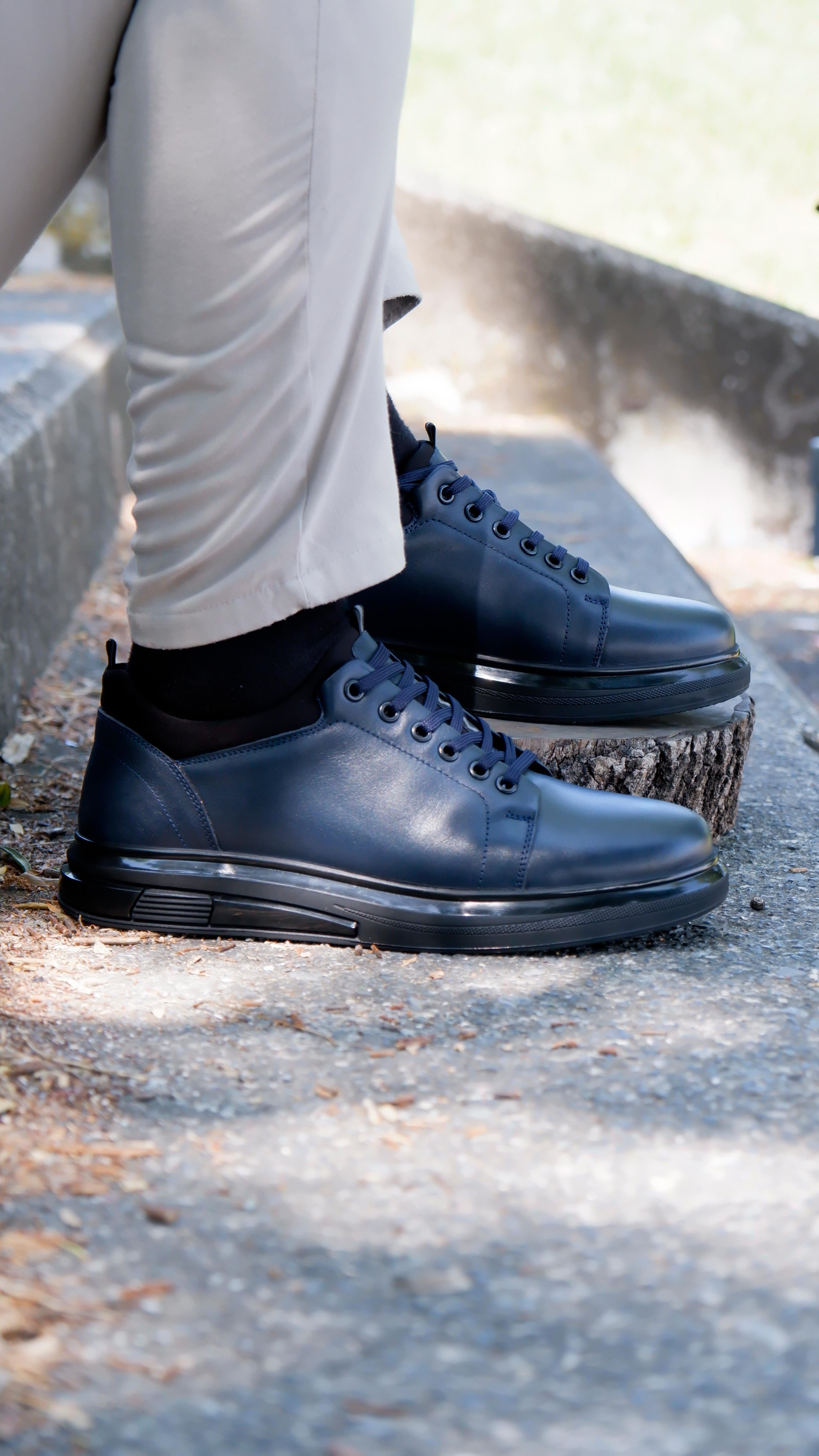 Roma Model Hakiki Natural Deri Sneaker Ayakkabı - LACİVERT