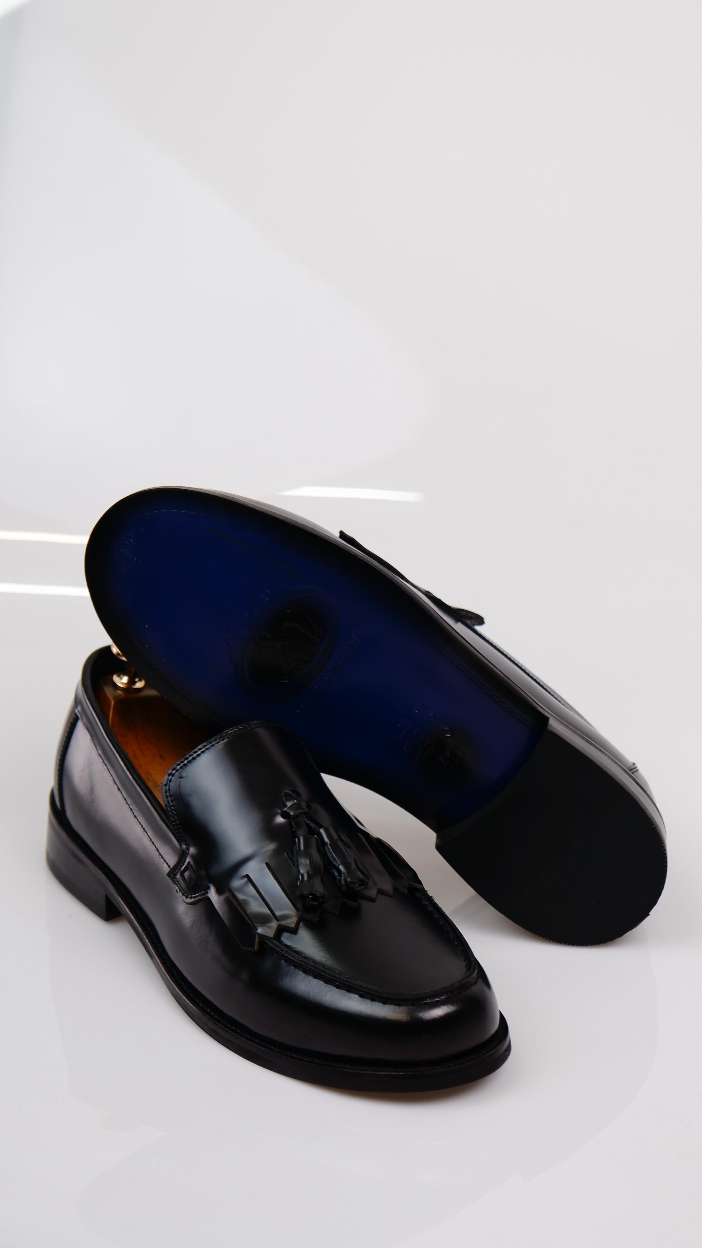 Step Model Hakiki Natural Açma Deri Loafer Ayakkabı - Siyah
