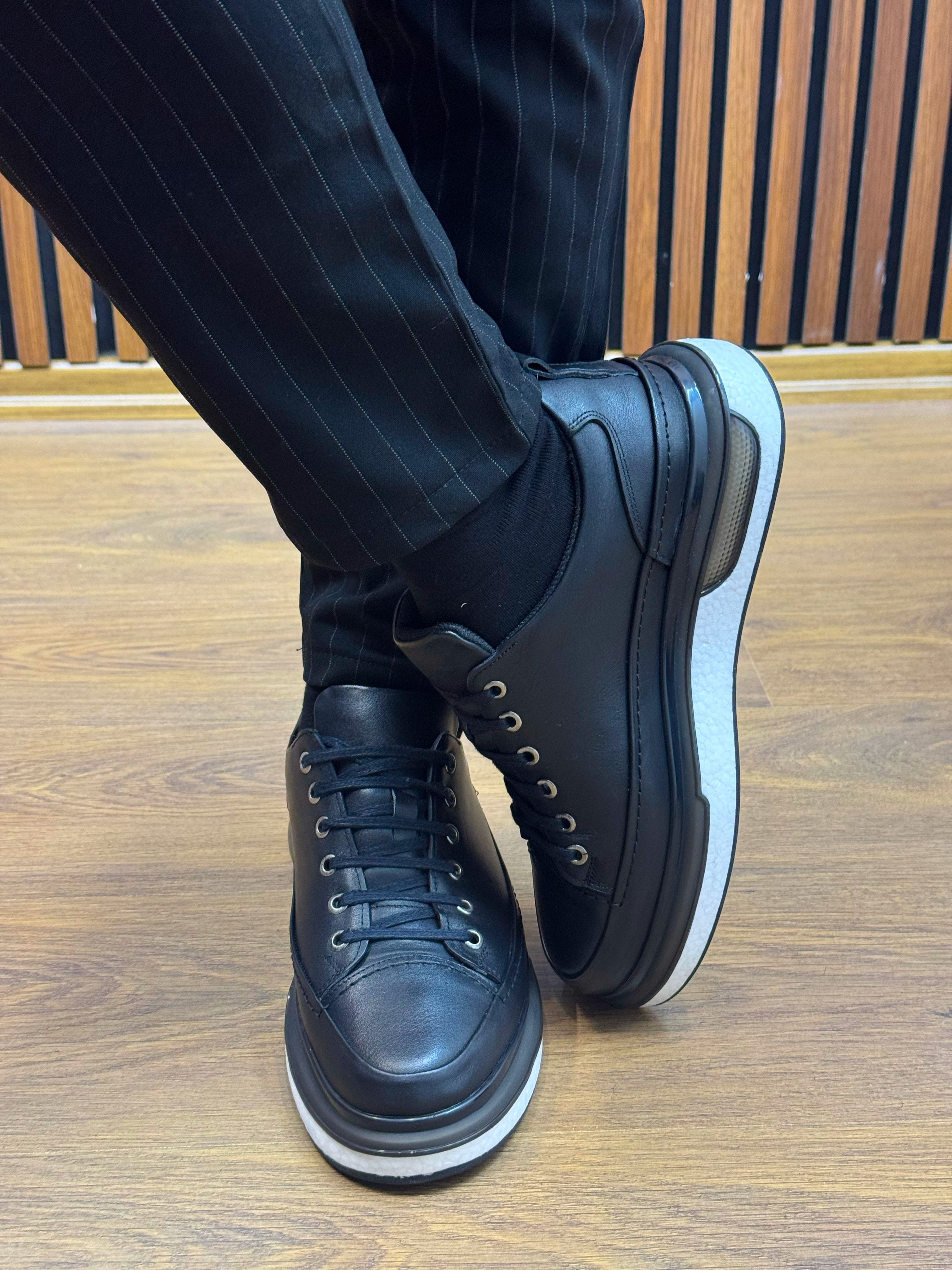 Pekin Model Hakiki Natural Deri Sneaker Ayakkabı - Siyah