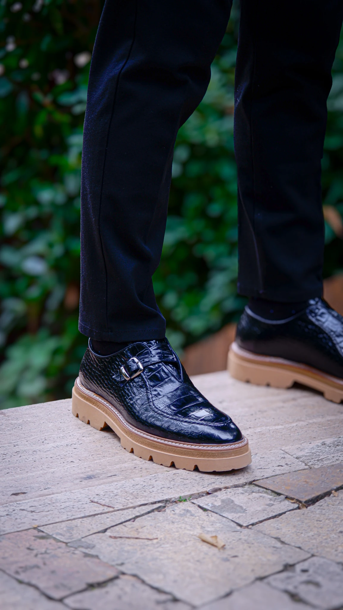 Derby Model Hakiki Natural Kroko Deri Casual Ayakkabı