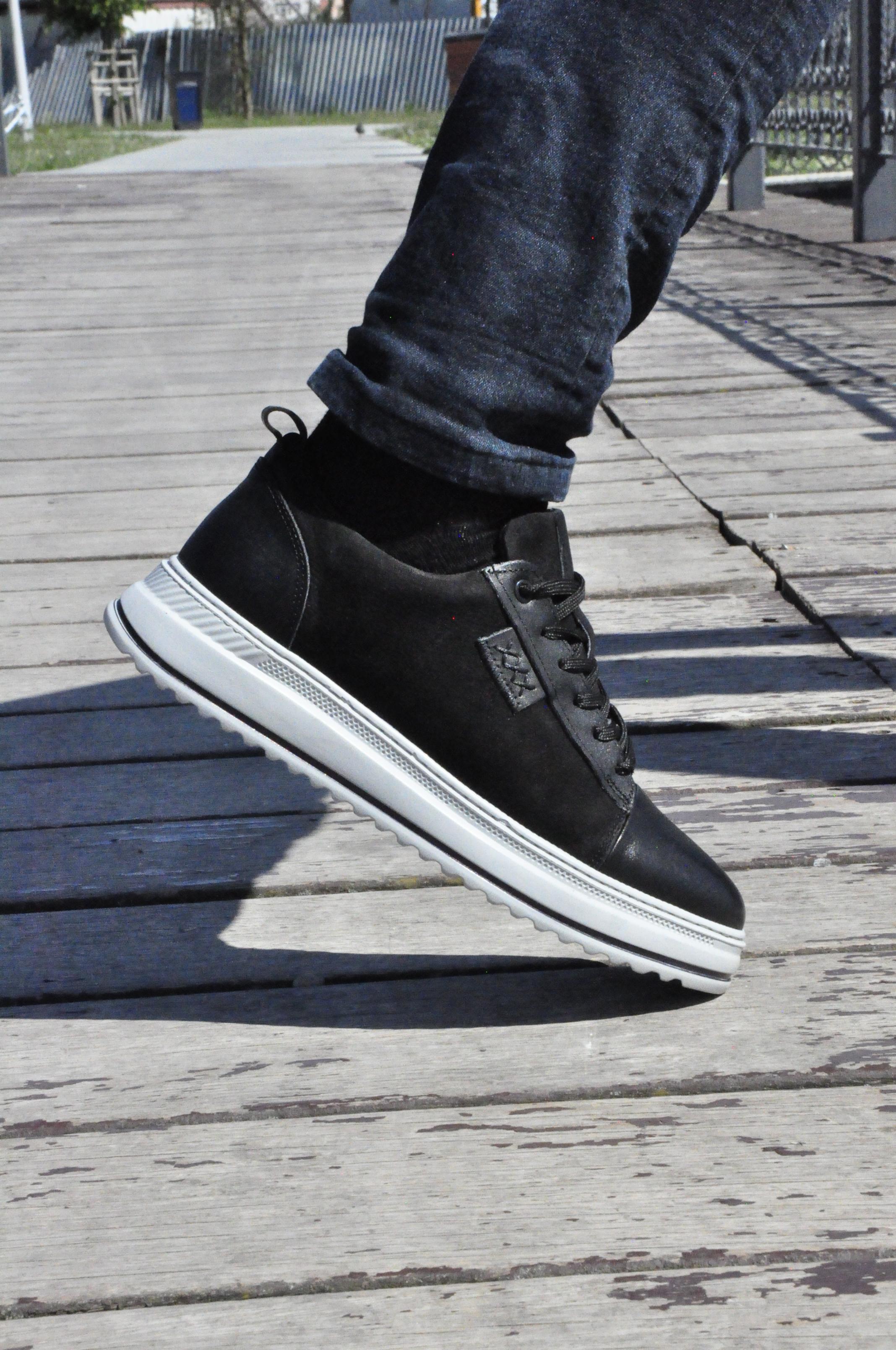 Oslo V2 Model Hakiki Natural Deri Sneaker Ayakkabı - Siyah