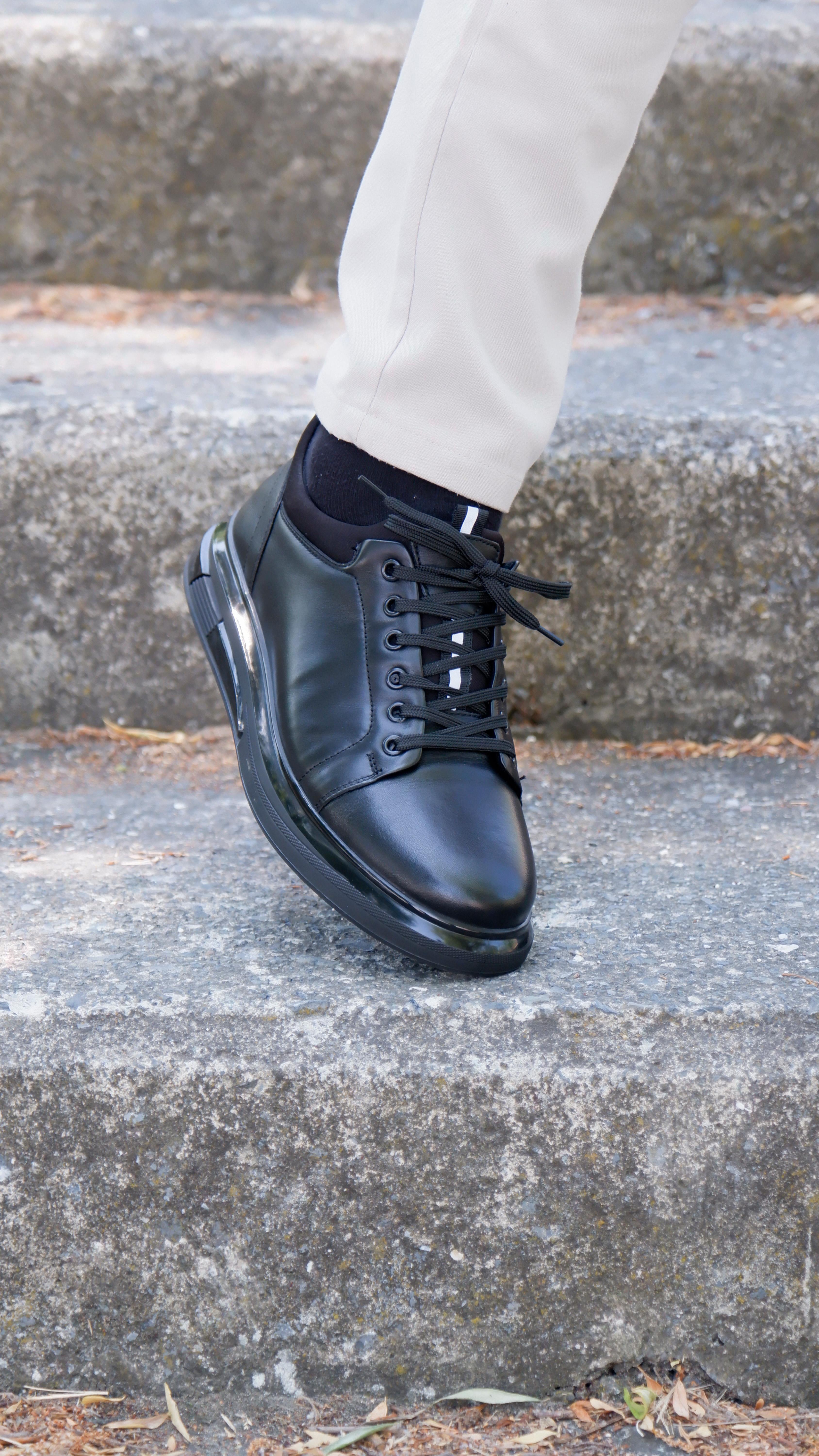 Roma Model Hakiki Natural Deri Sneaker Ayakkabı - Siyah