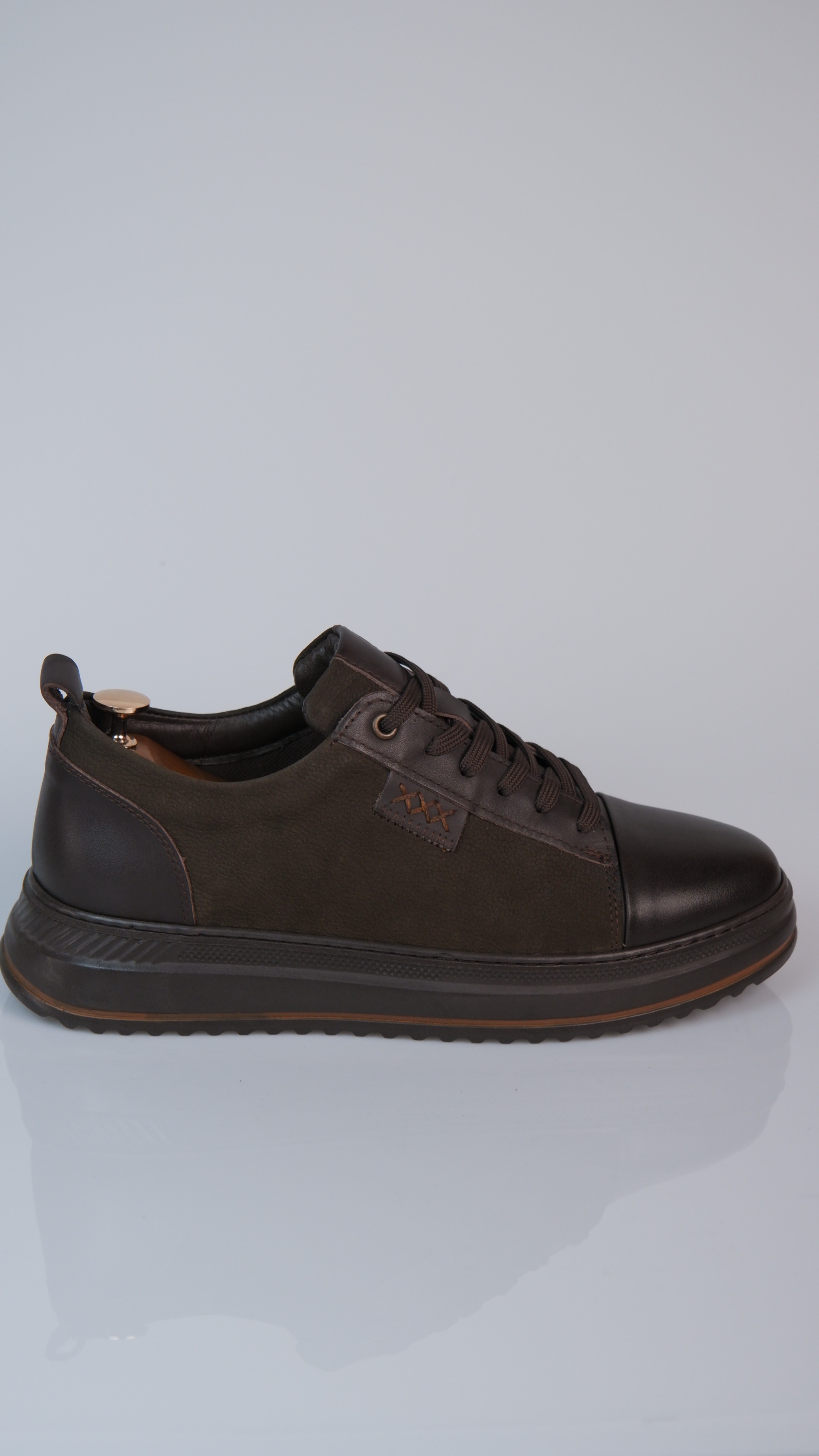 Oslo V2 Model Hakiki Natural Deri Sneaker Ayakkabı - Kahverengi