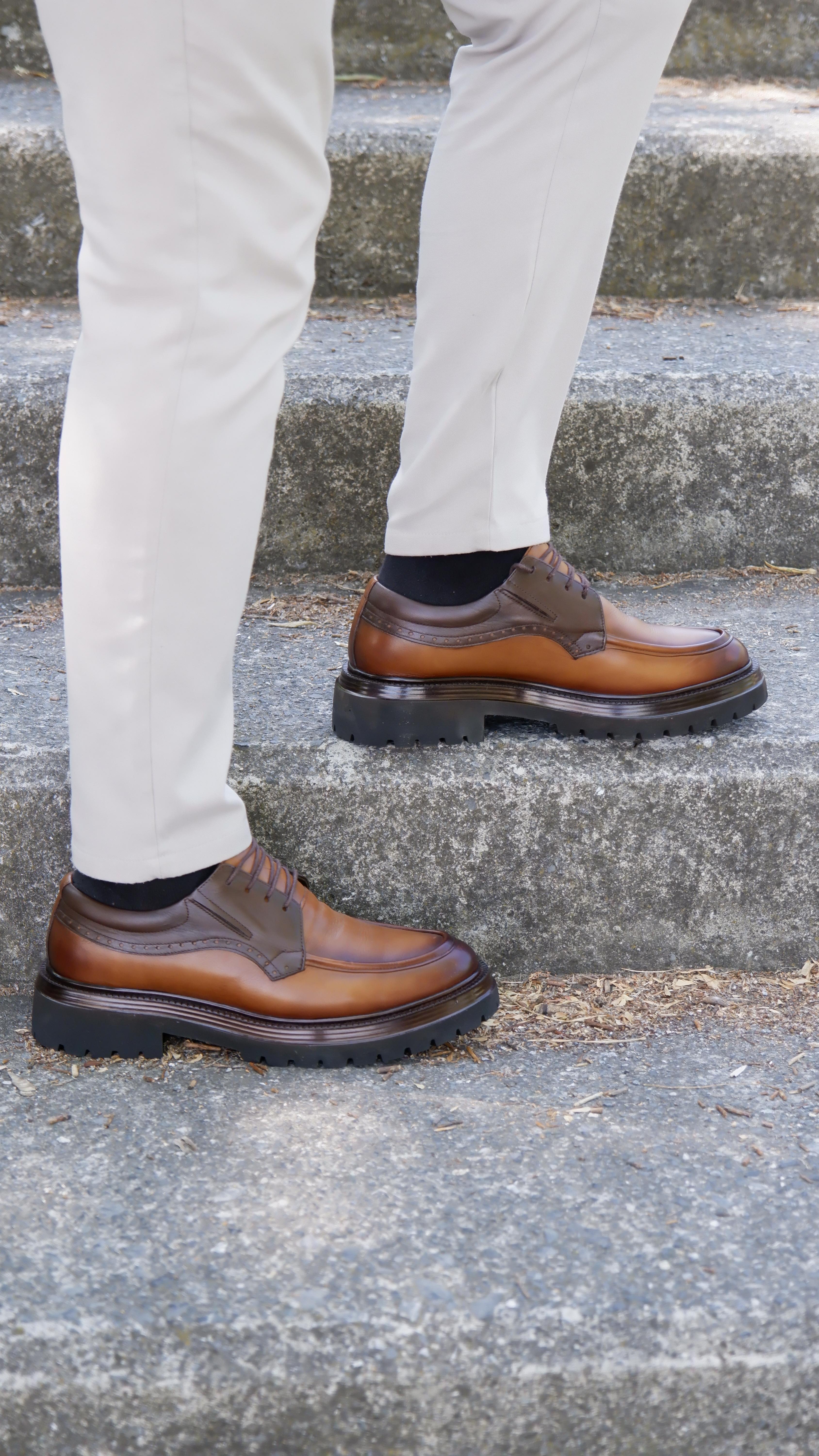 Flaw Model Hakiki Natural Deri Casual Ayakkabı - TABA