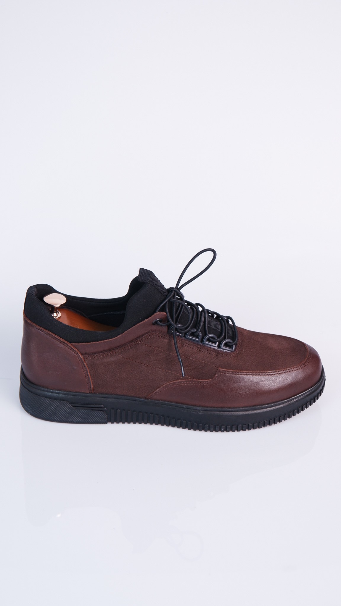 Botro Model Hakiki Natural Kombinasyon Deri Sneaker Ayakkabı - Kahverengi
