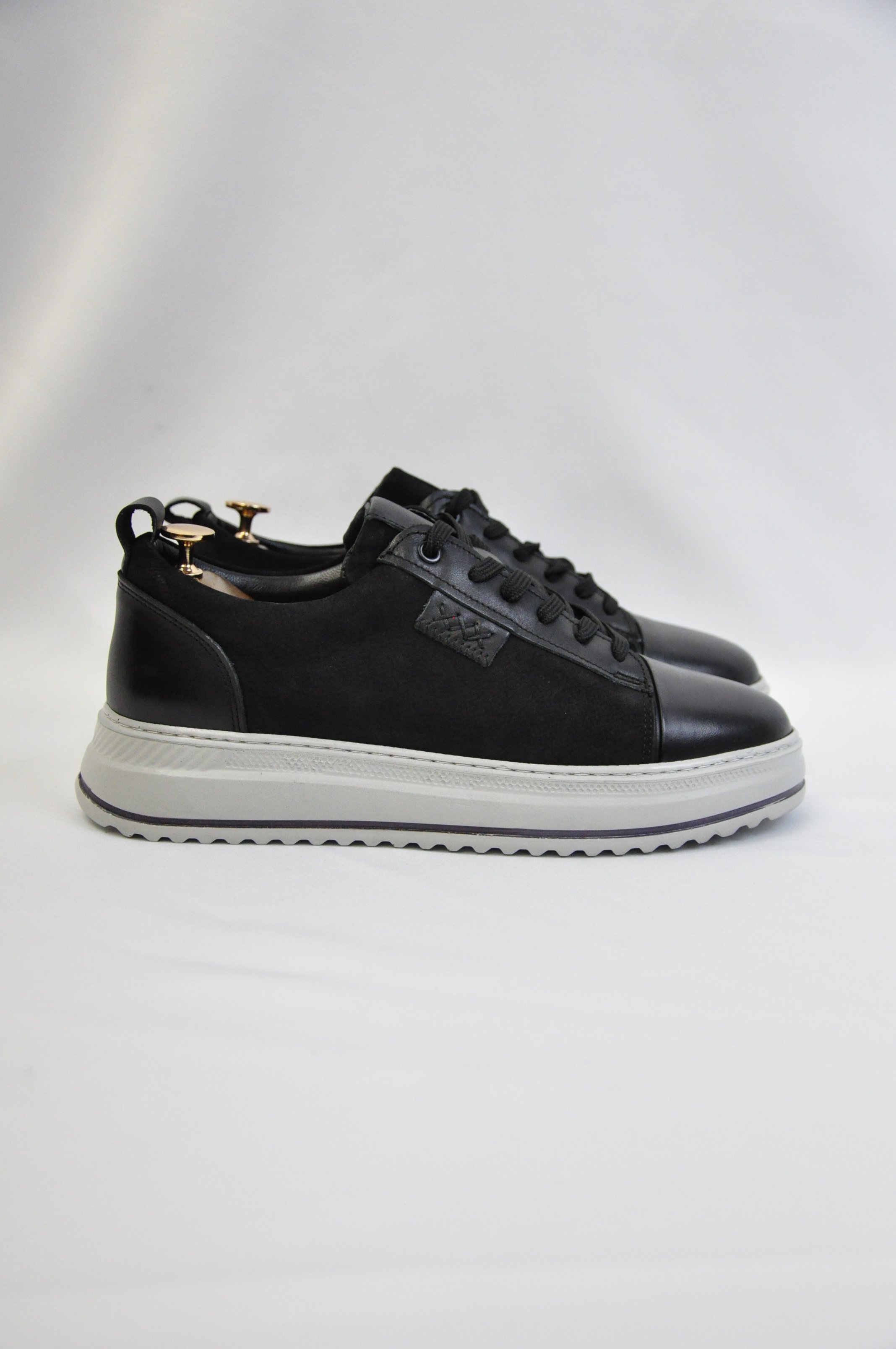 Oslo V2 Model Hakiki Natural Deri Sneaker Ayakkabı - Siyah