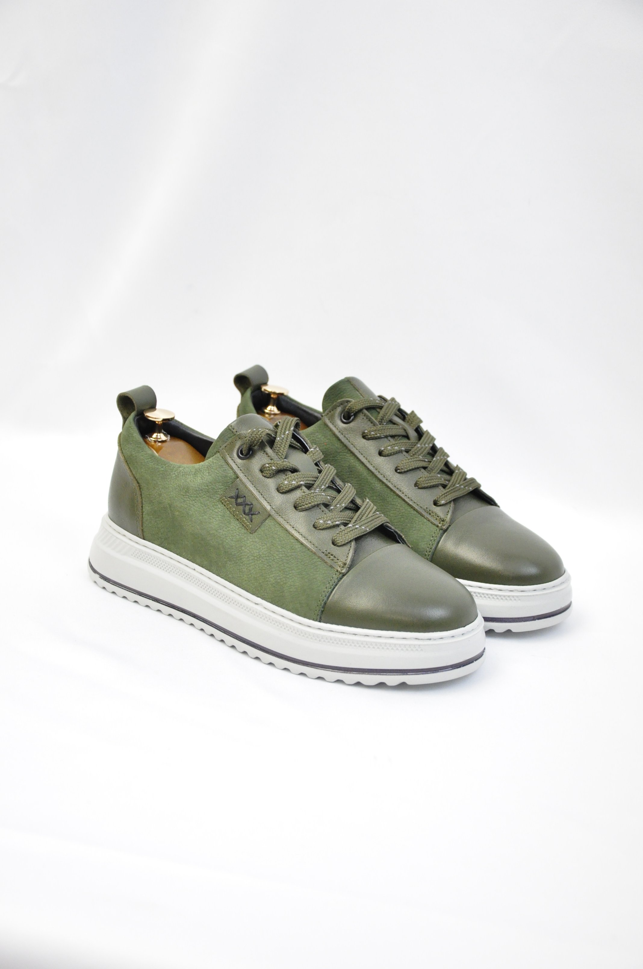 Oslo V2 Model Hakiki Natural Deri Sneaker Ayakkabı - HAKİ YEŞİLİ