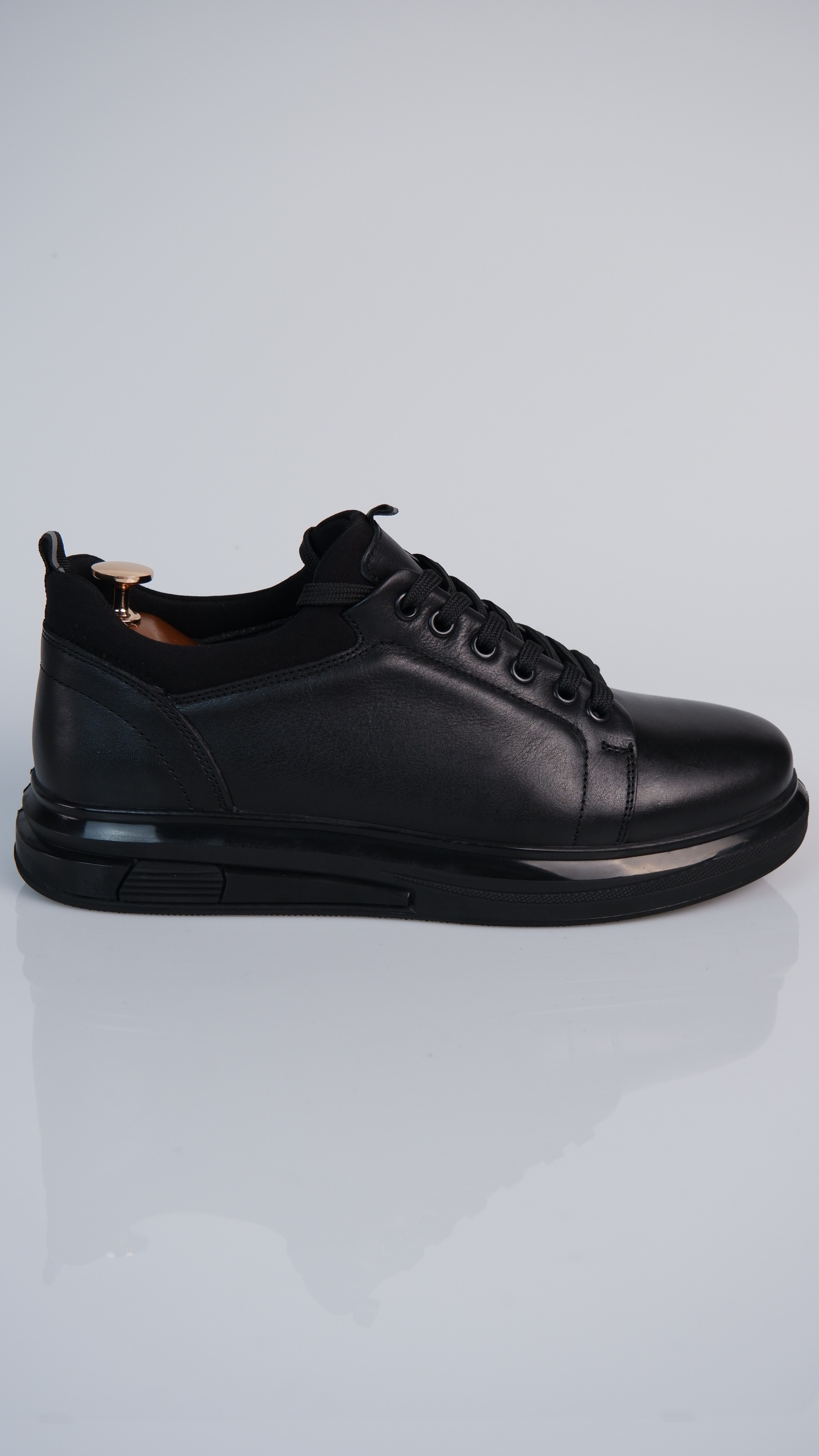 Roma Model Hakiki Natural Deri Sneaker Ayakkabı - Siyah