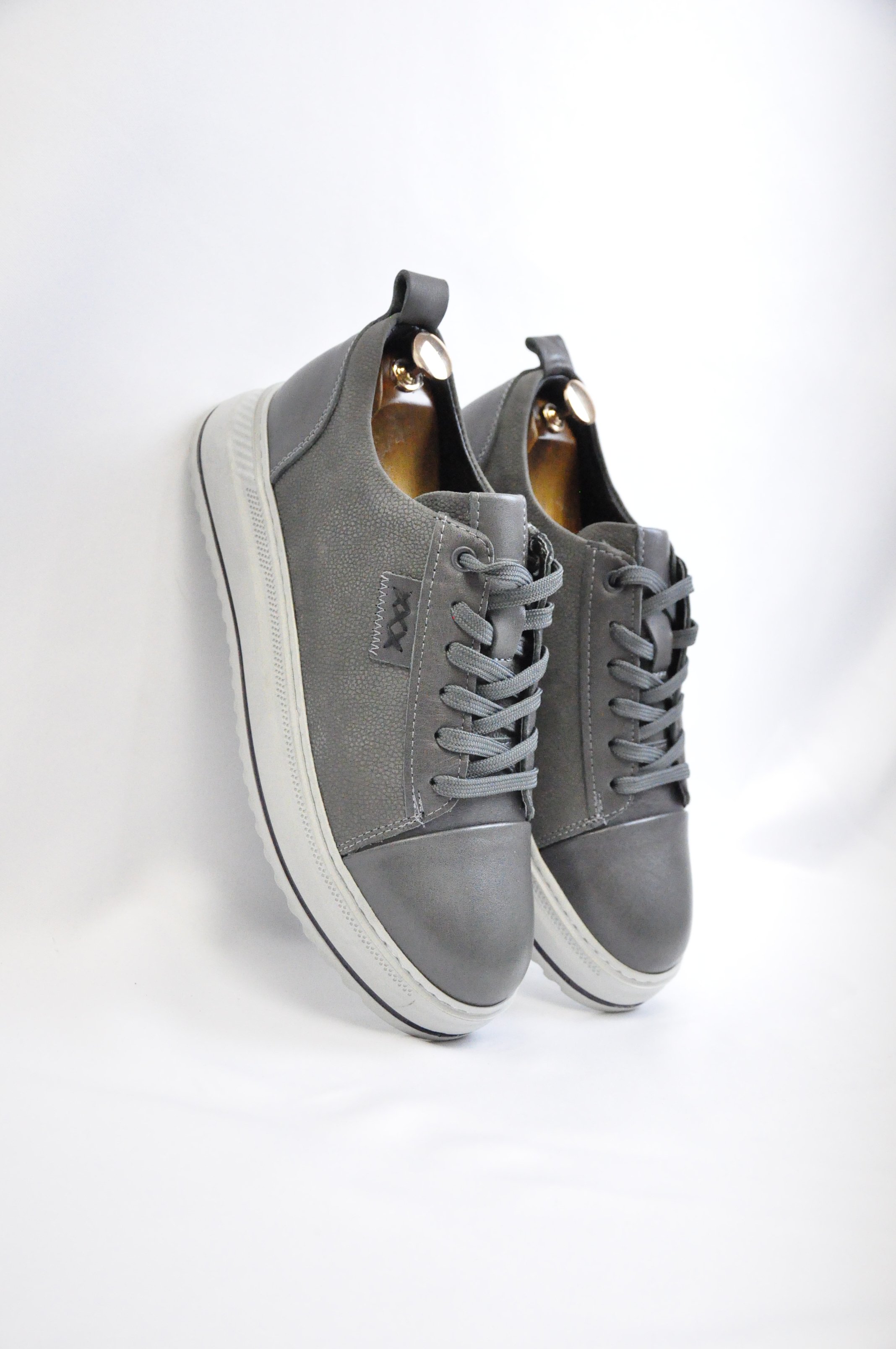 Oslo V2 Model Hakiki Natural Deri Sneaker Ayakkabı - Gri