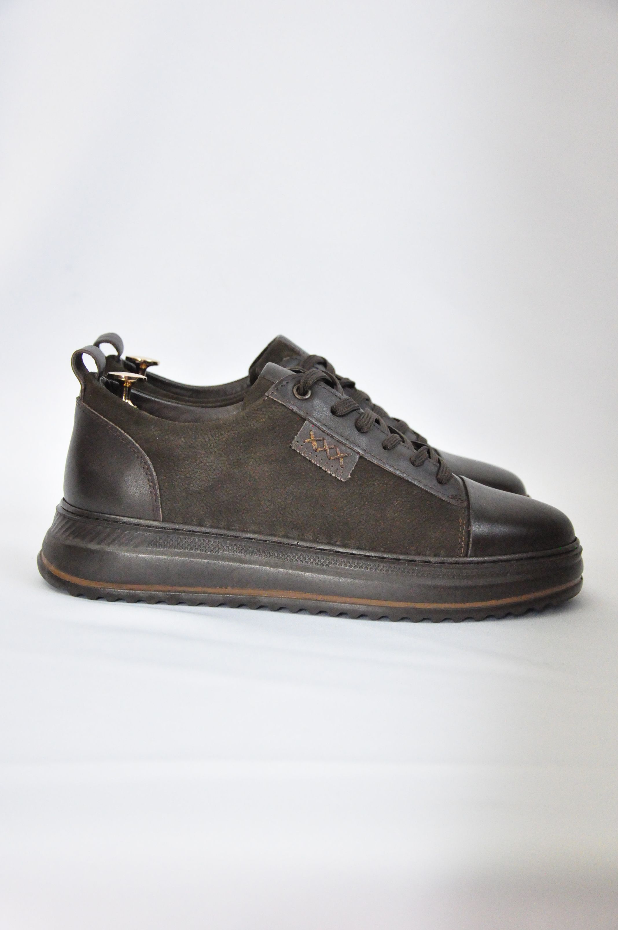 Oslo V2 Model Hakiki Natural Deri Sneaker Ayakkabı - Kahverengi