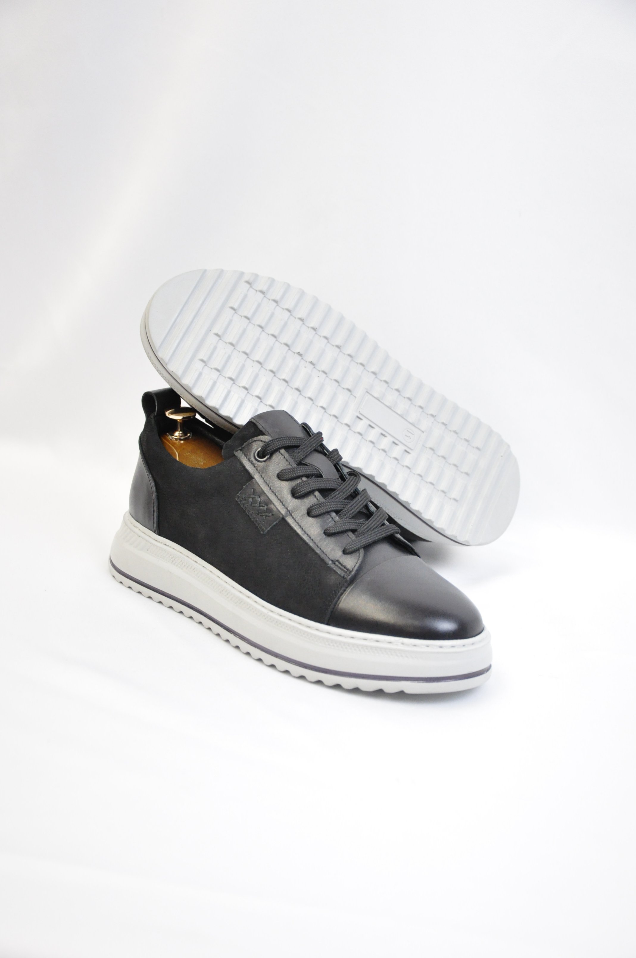 Oslo V2 Model Hakiki Natural Deri Sneaker Ayakkabı - Siyah